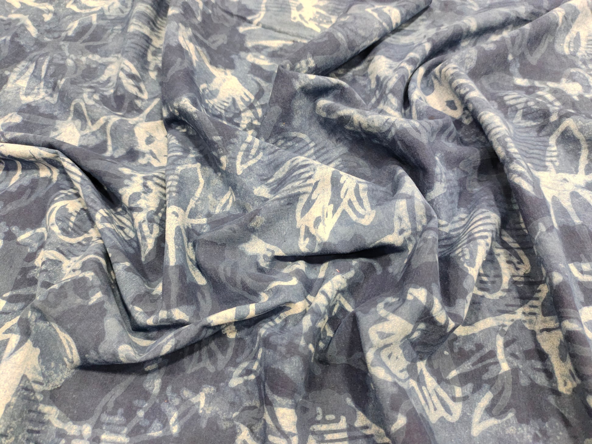 Indigo floral shadow print