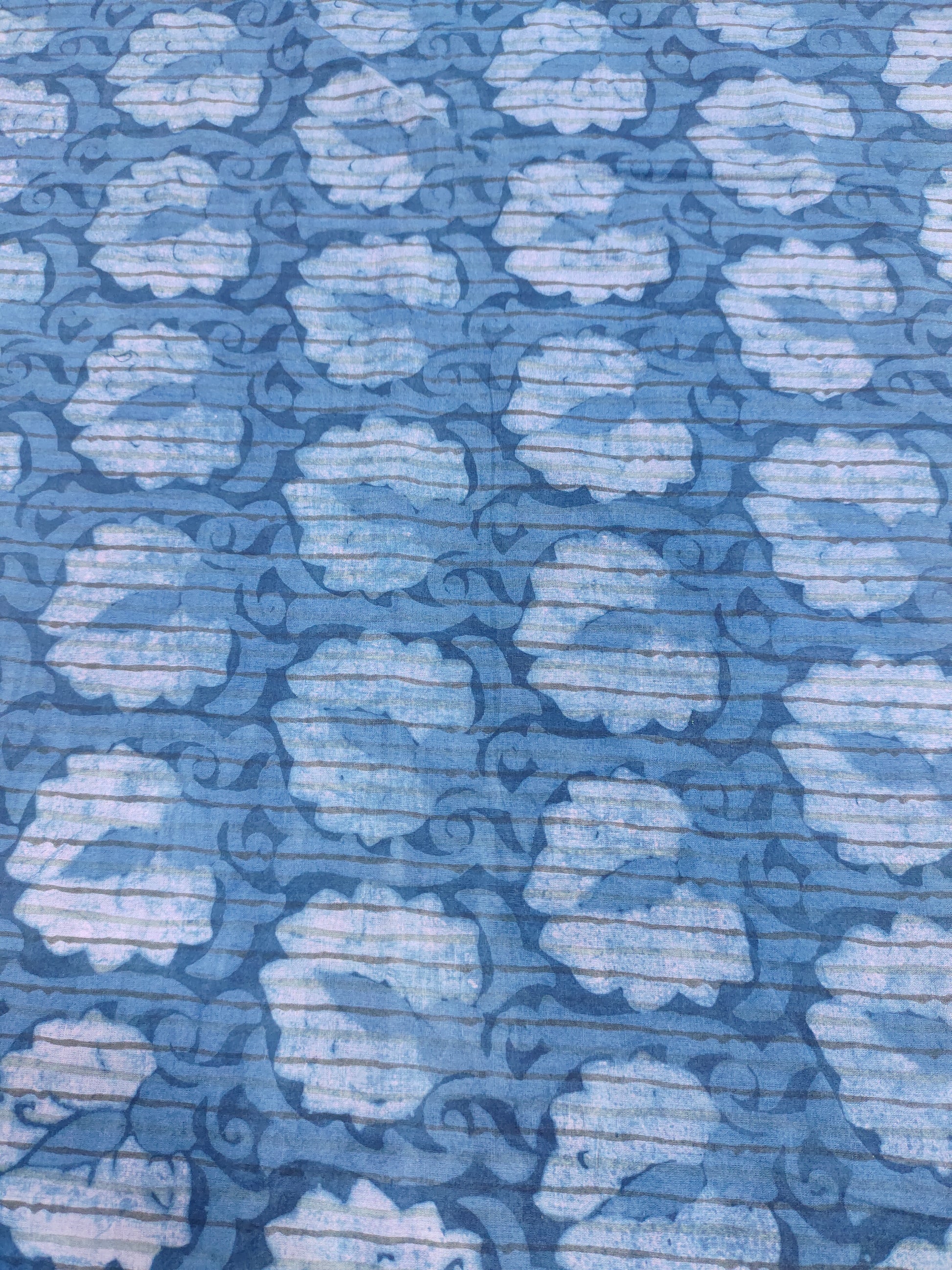 indigo with all over motifs & lines