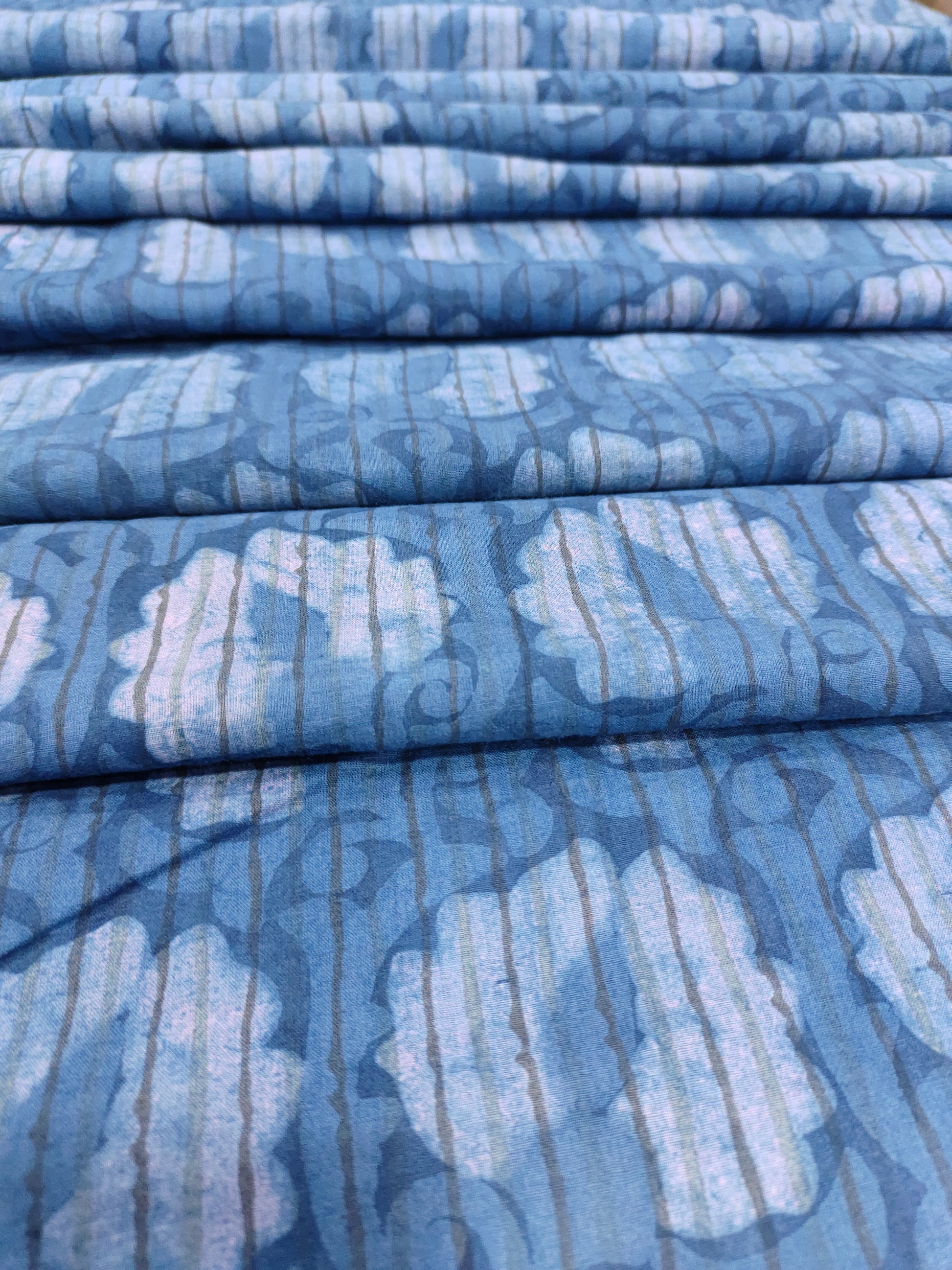 indigo with all over motifs & lines