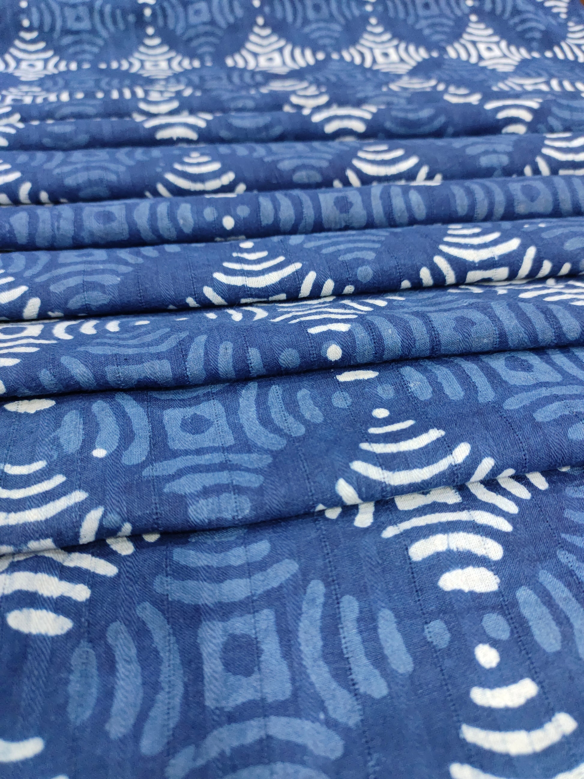indigo with white & blue motifs