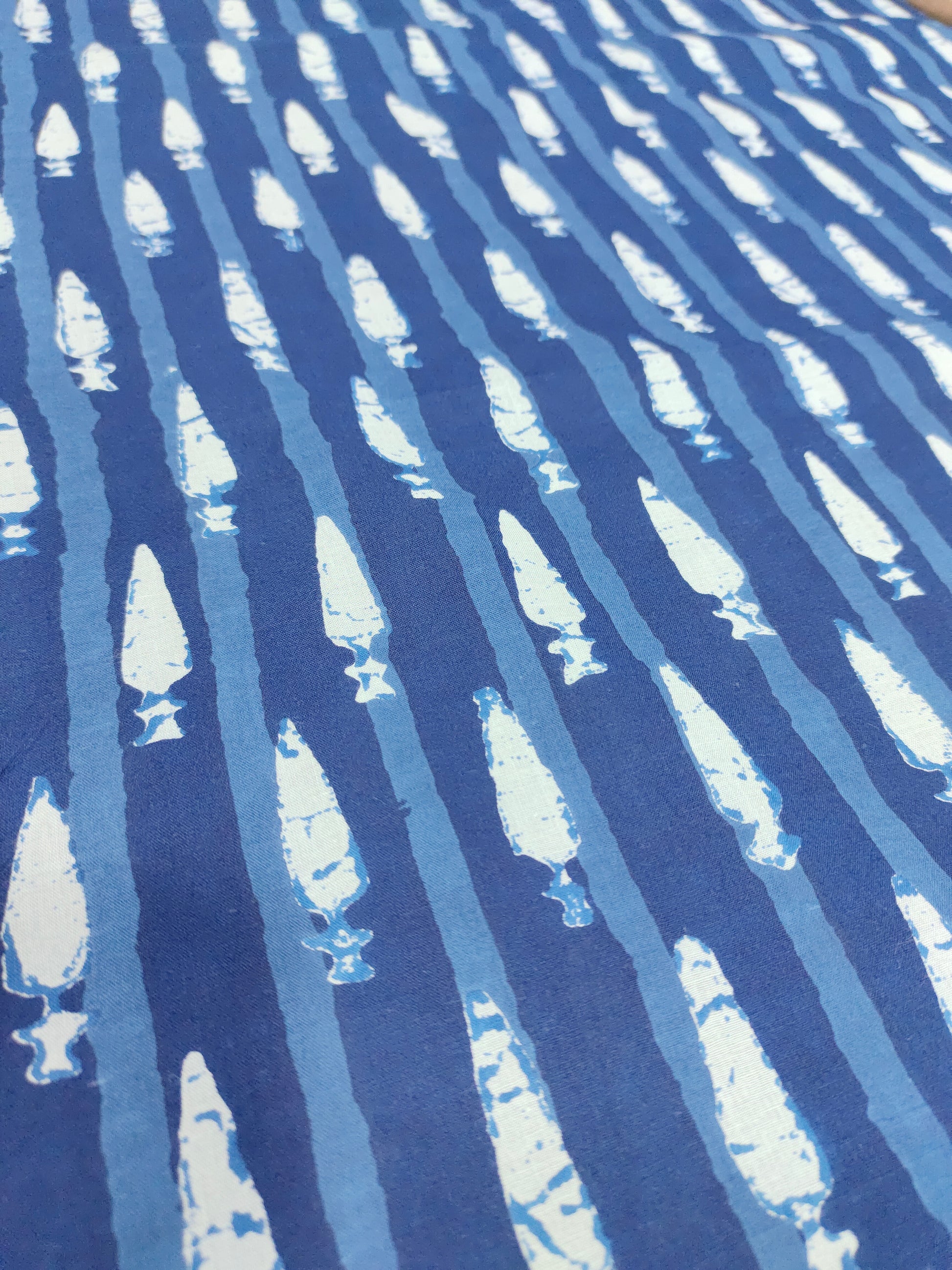 Blue cotton screen print