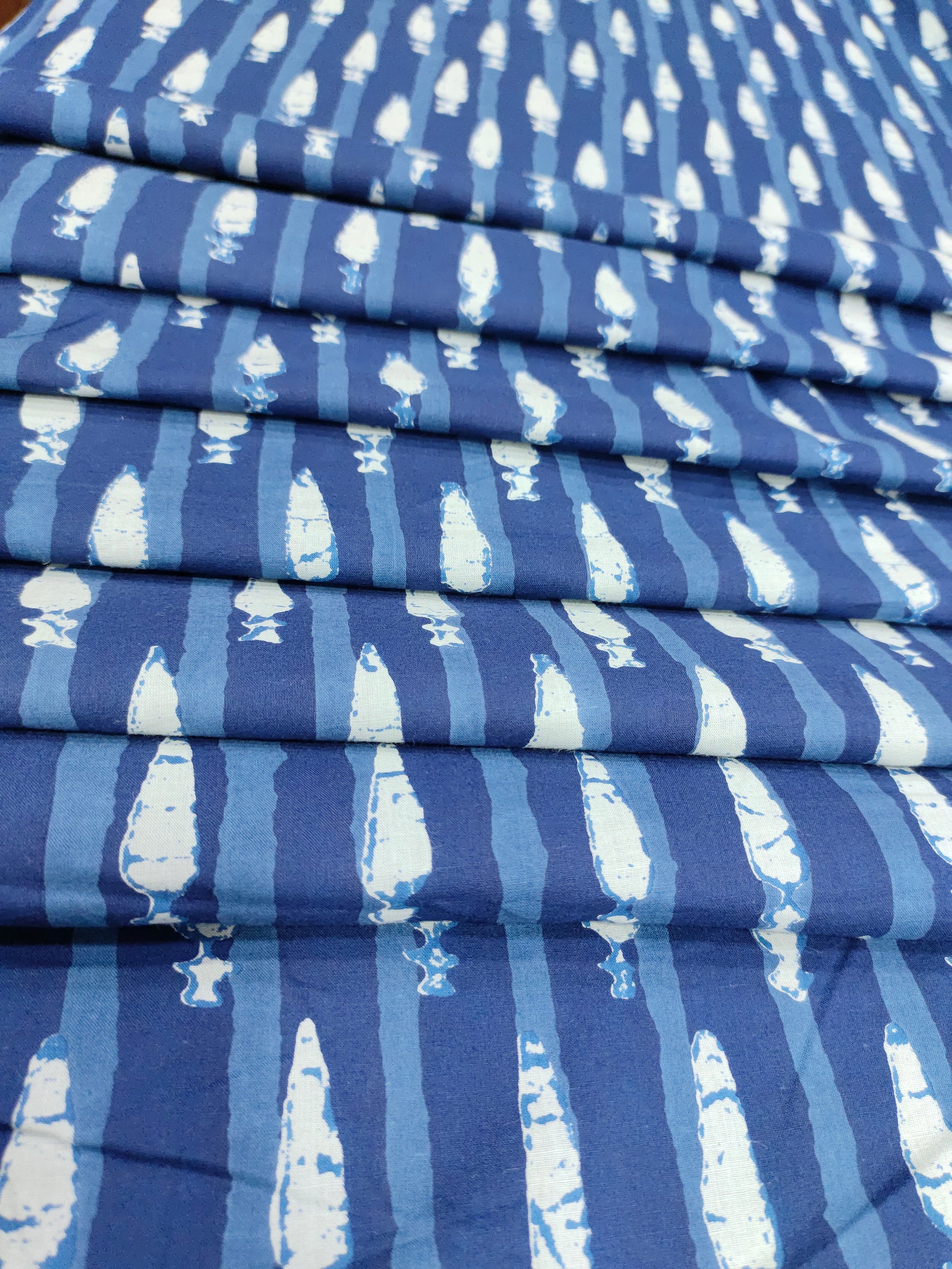 Blue cotton screen print