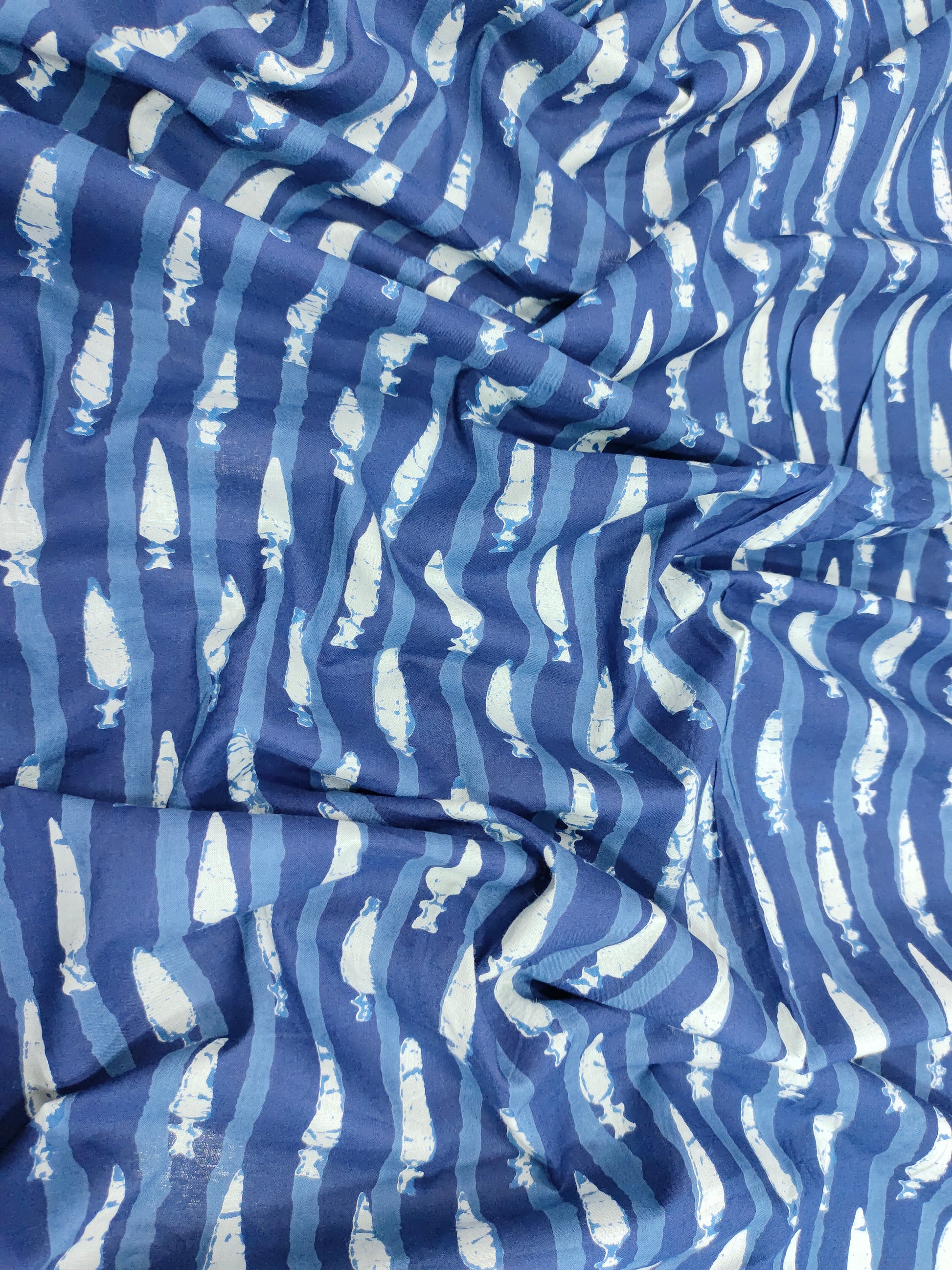 Blue cotton screen print