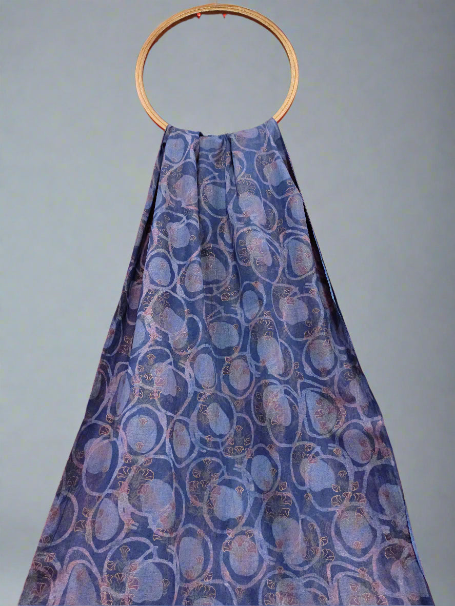 Indigo handblock print with gold foile