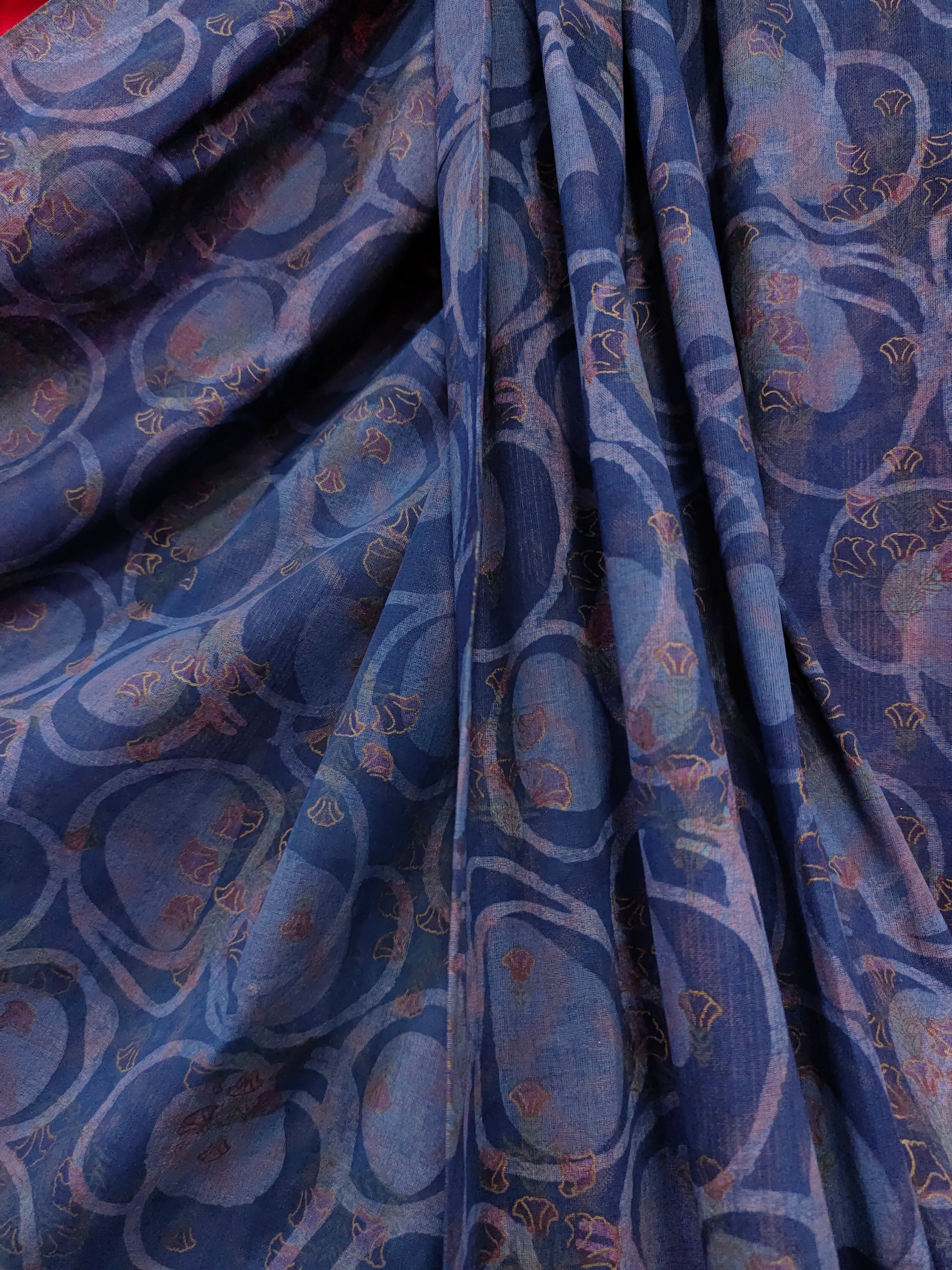 Indigo handblock print with gold foile