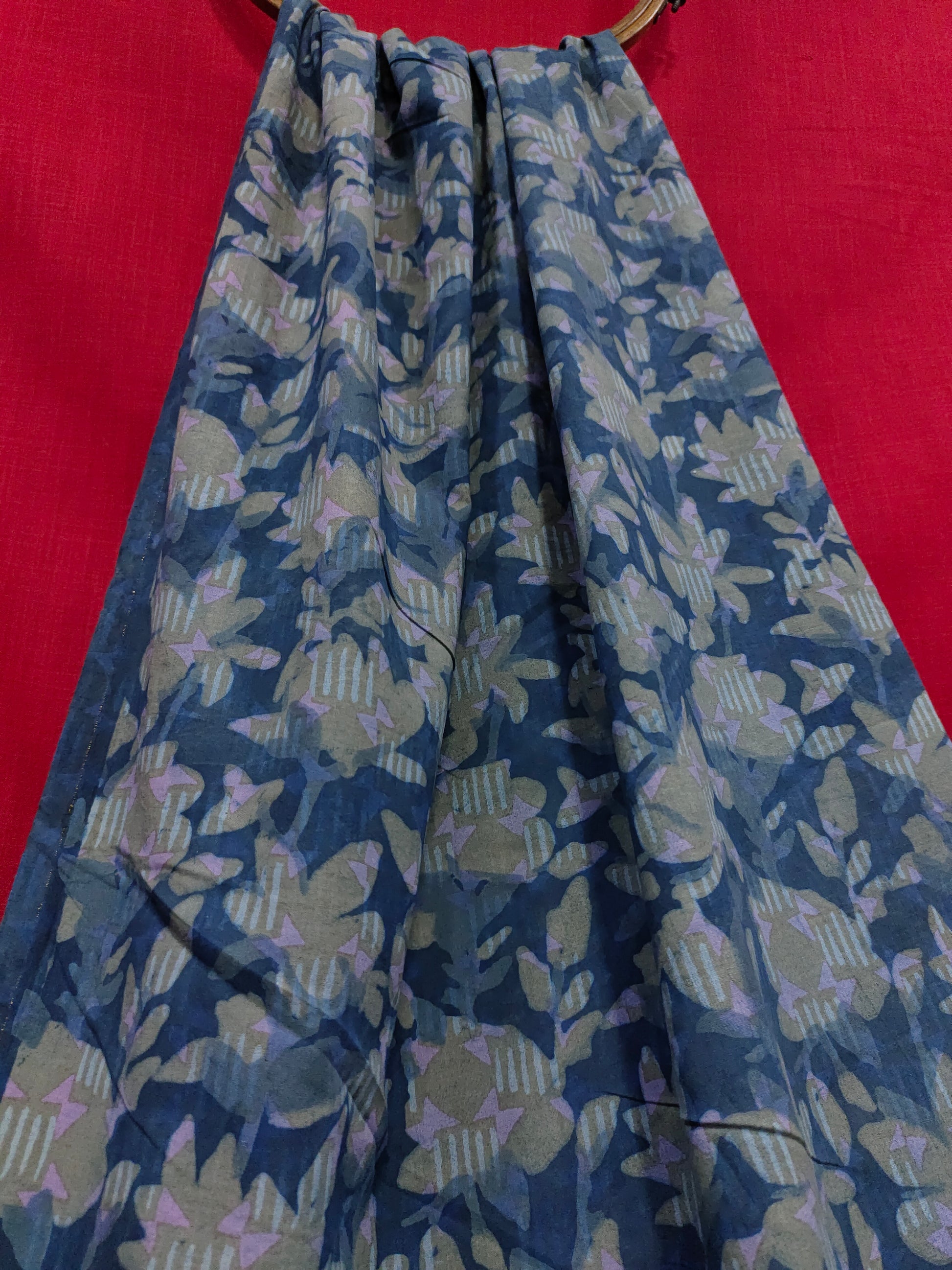 Indigo handblock print with a different highlight of pink