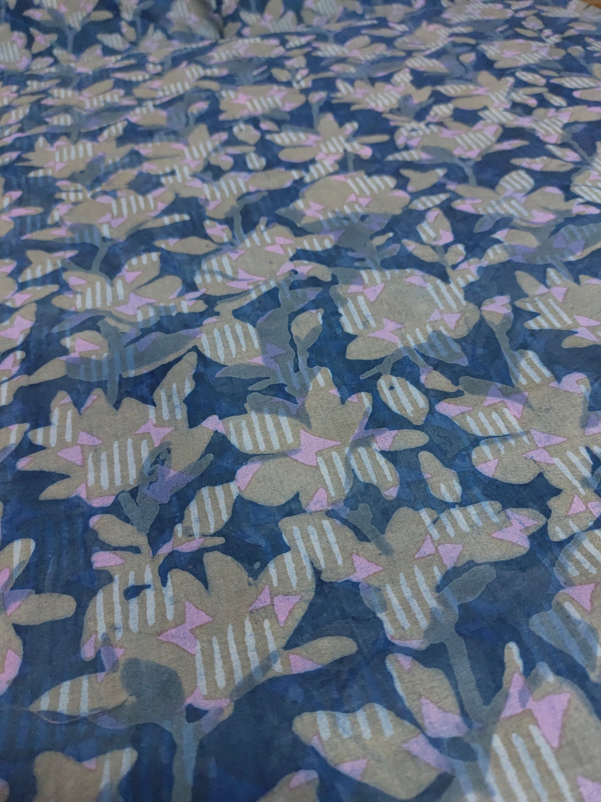 Indigo handblock print with a different highlight of pink