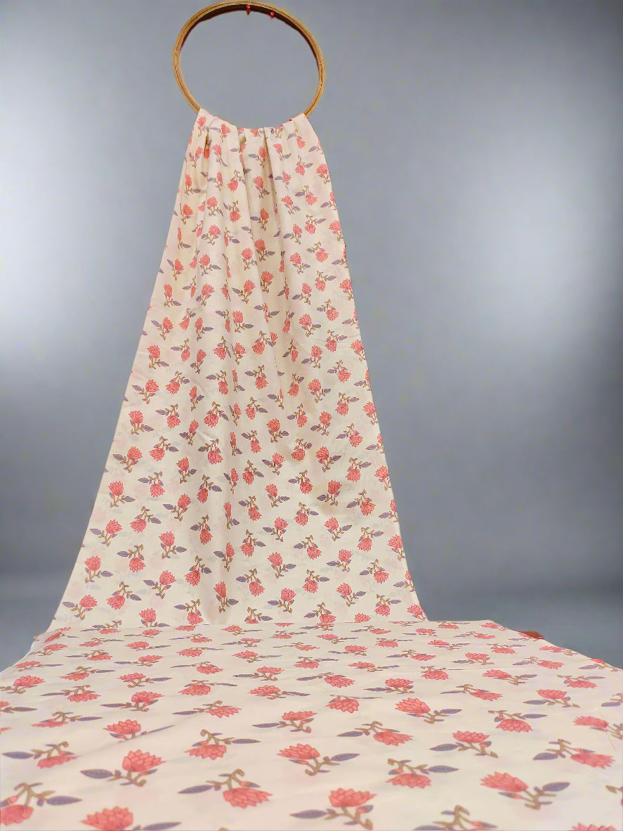 Cream base with tomato flowers print