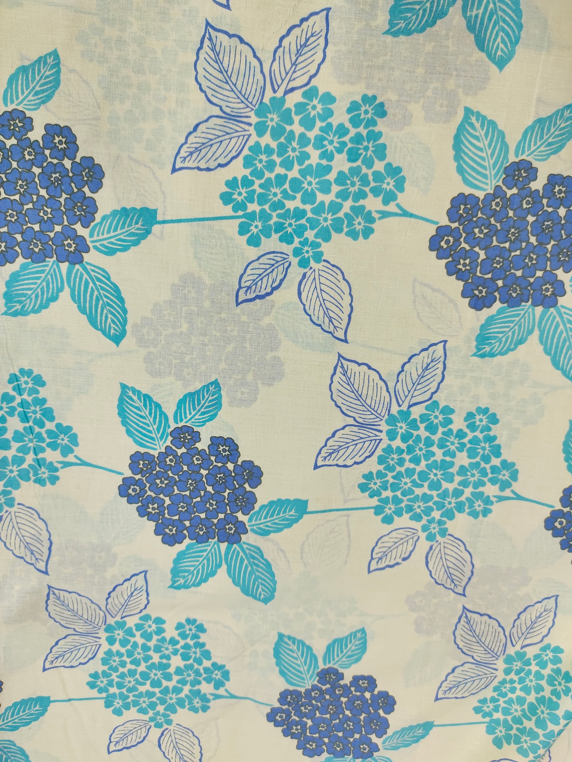 Cream base with light & dark blue floral print