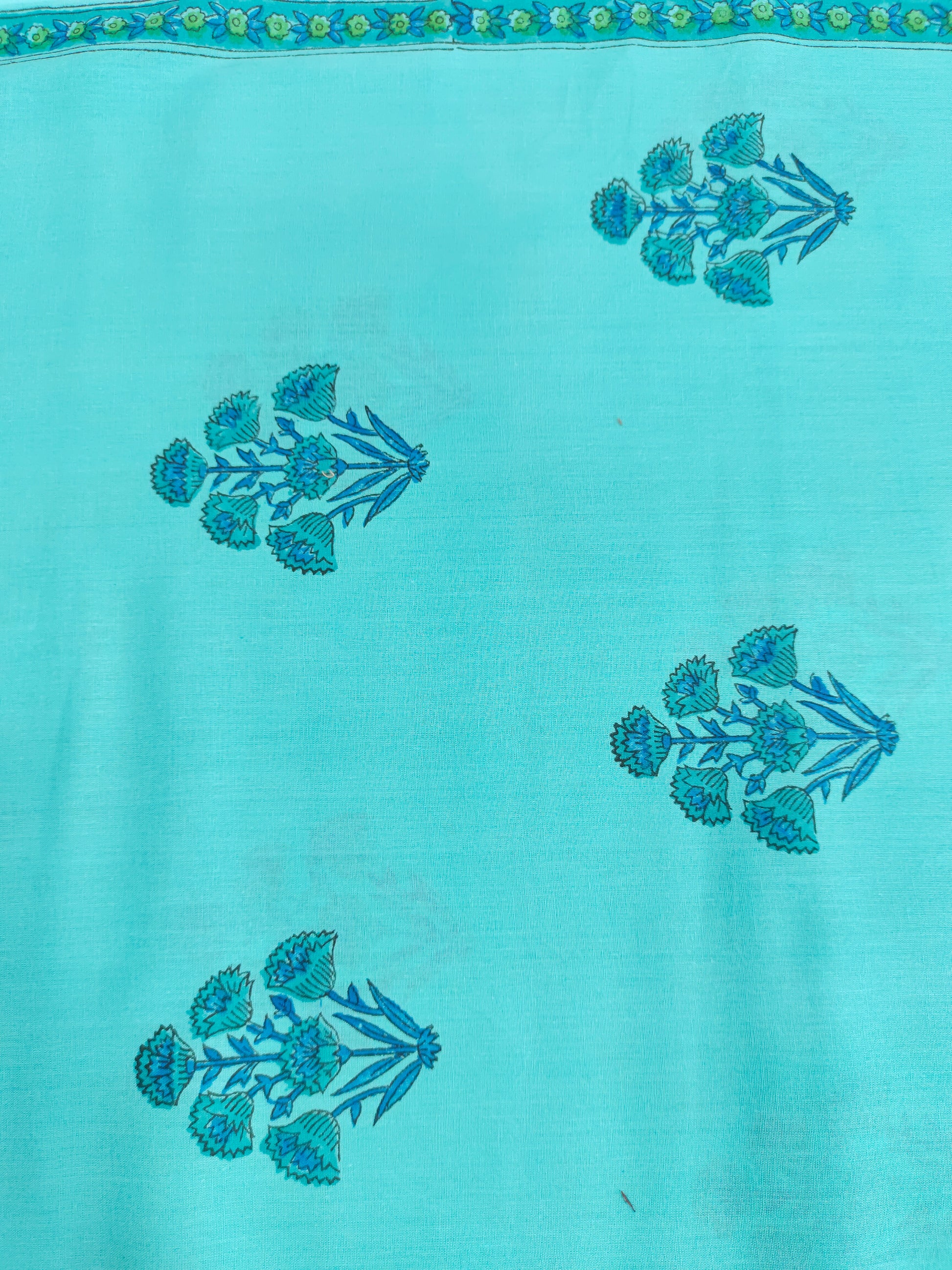 Blue cotton Screen Print with light and dark print