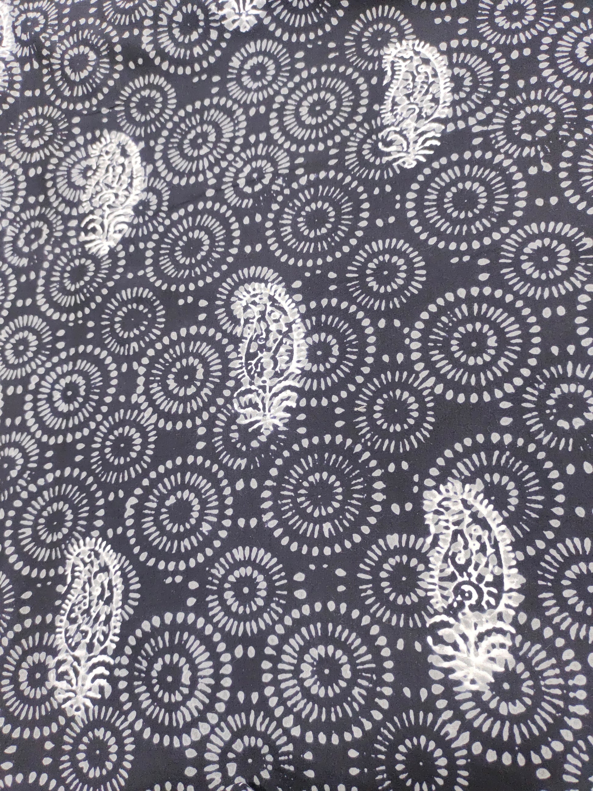 Black base cotton handblock print with pacely