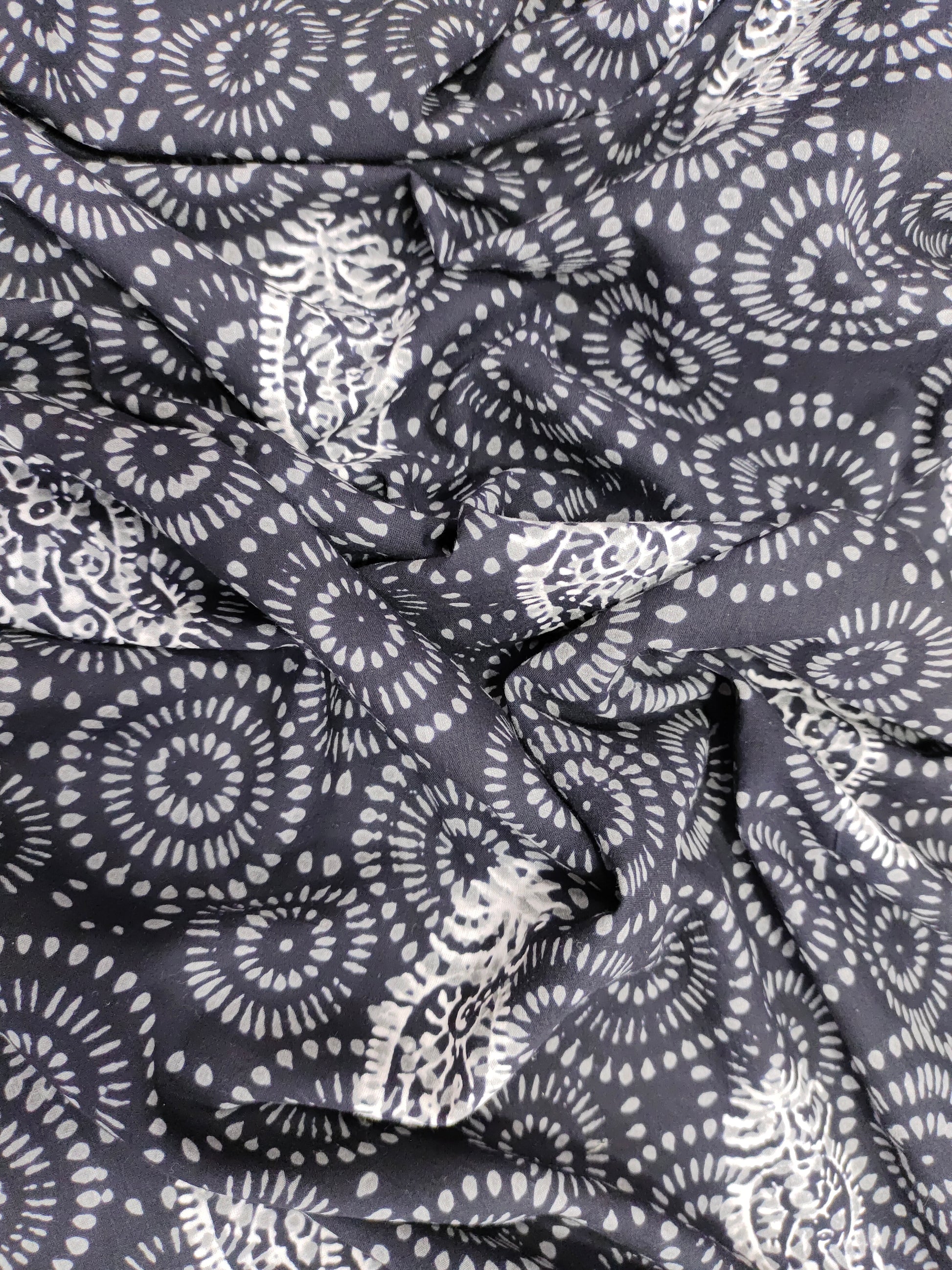 Black base cotton handblock print with pacely