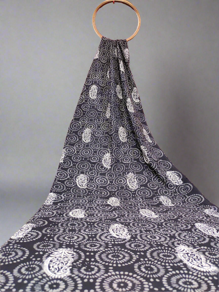 Black base cotton handblock print with pacely
