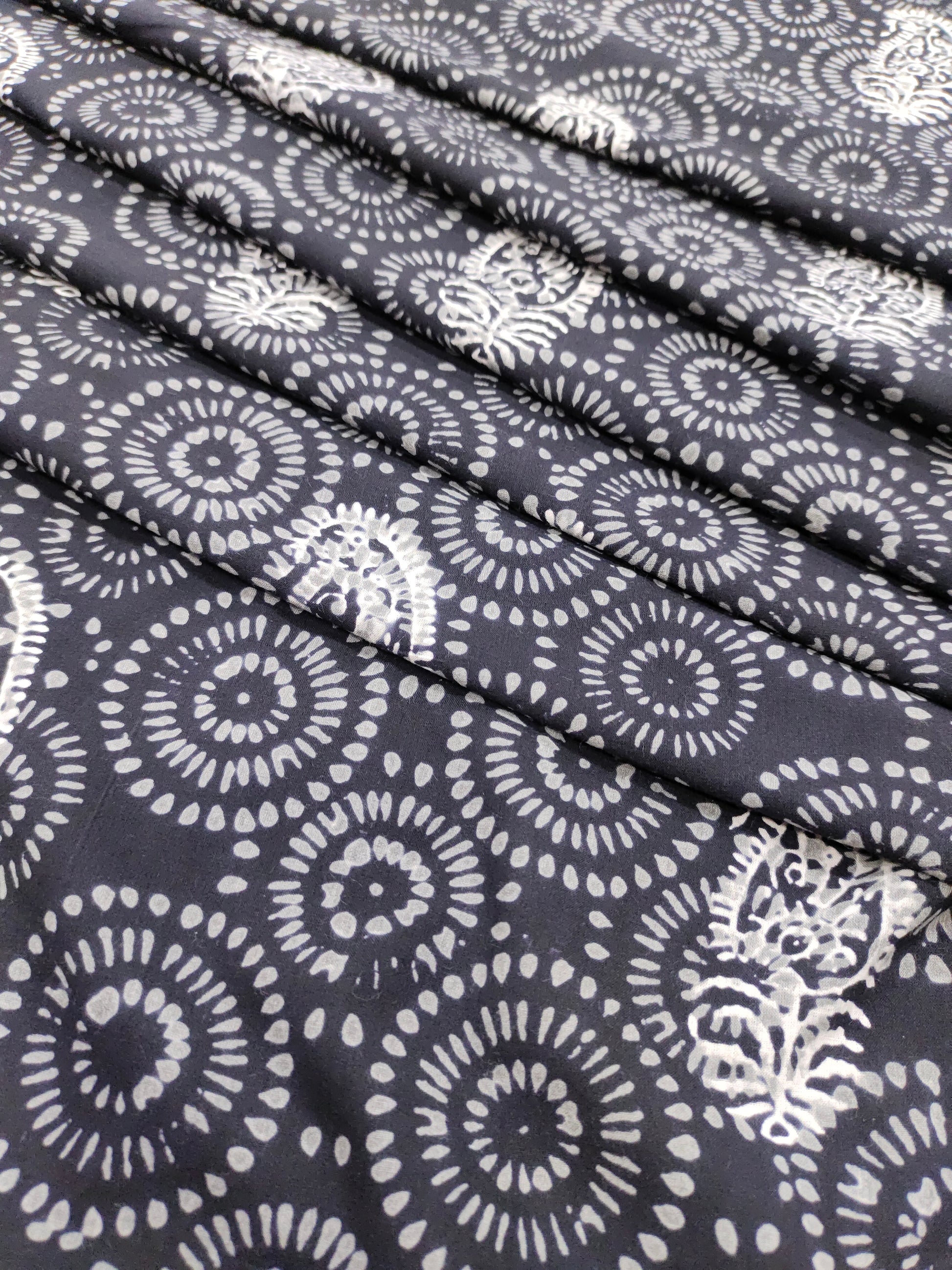 Black base cotton handblock print with pacely