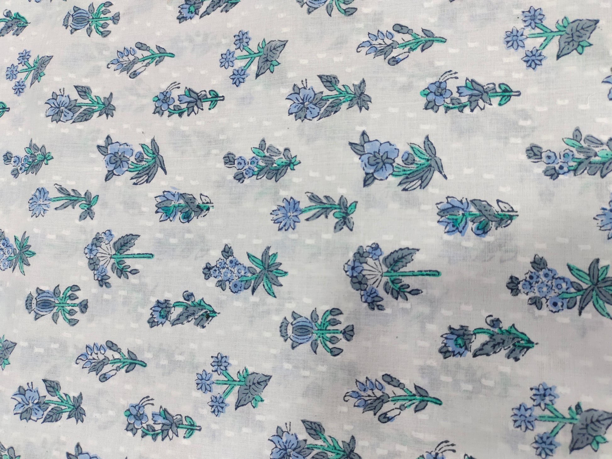 White base with blue and Grey  cotton handblock print with  special viwes