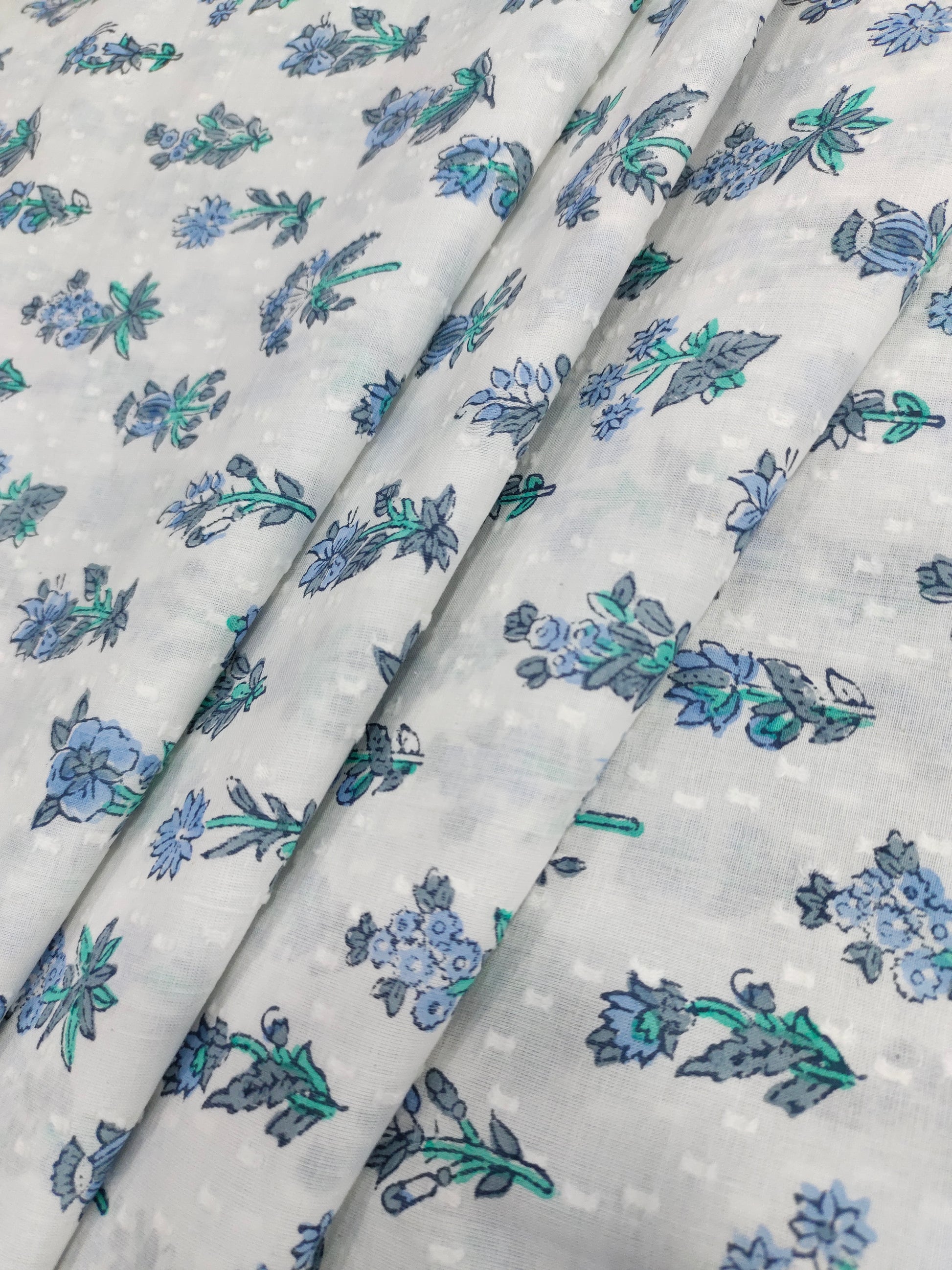 White base with blue and Grey  cotton handblock print with  special viwes