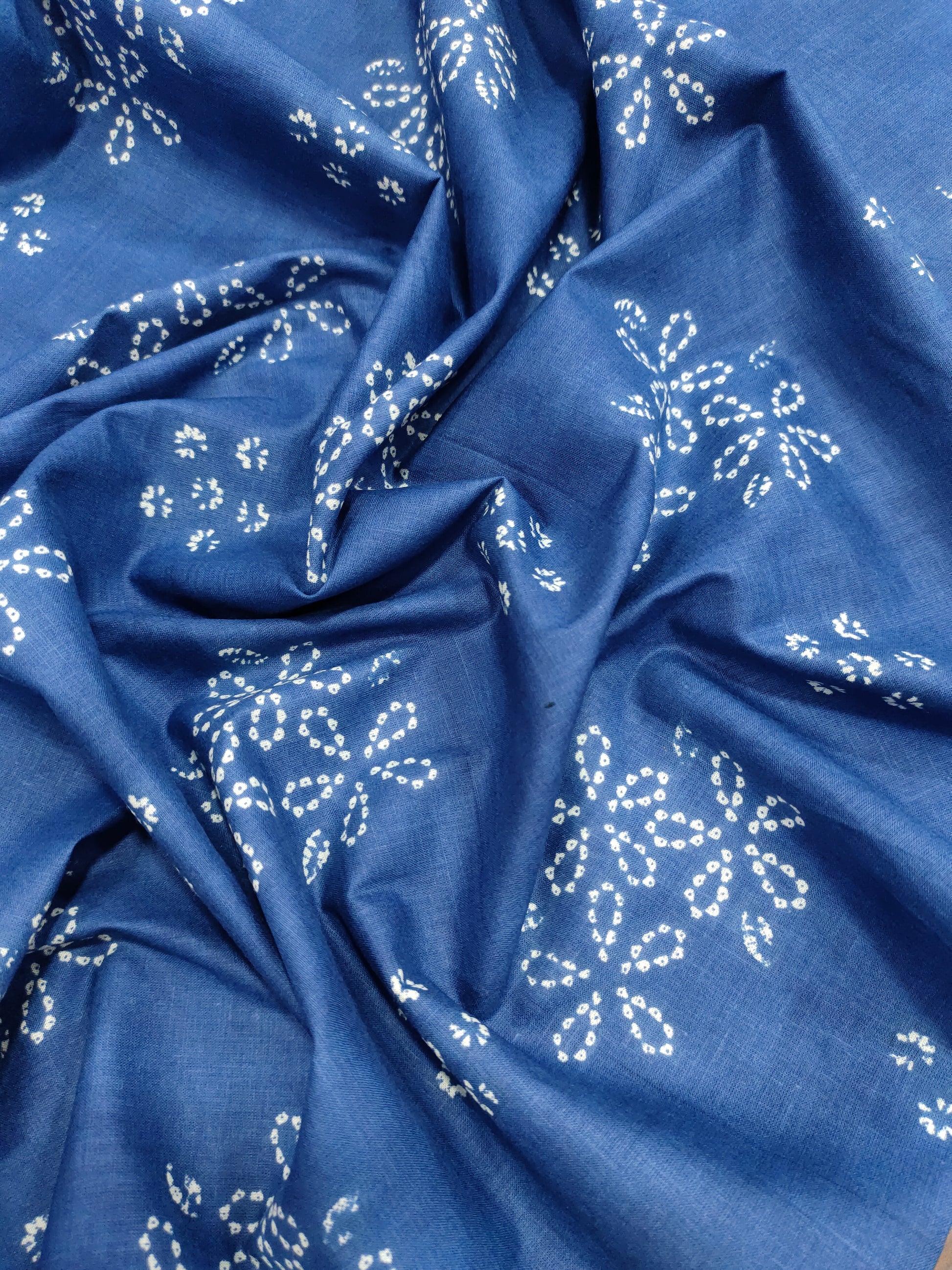 Dark blue with cream floral print