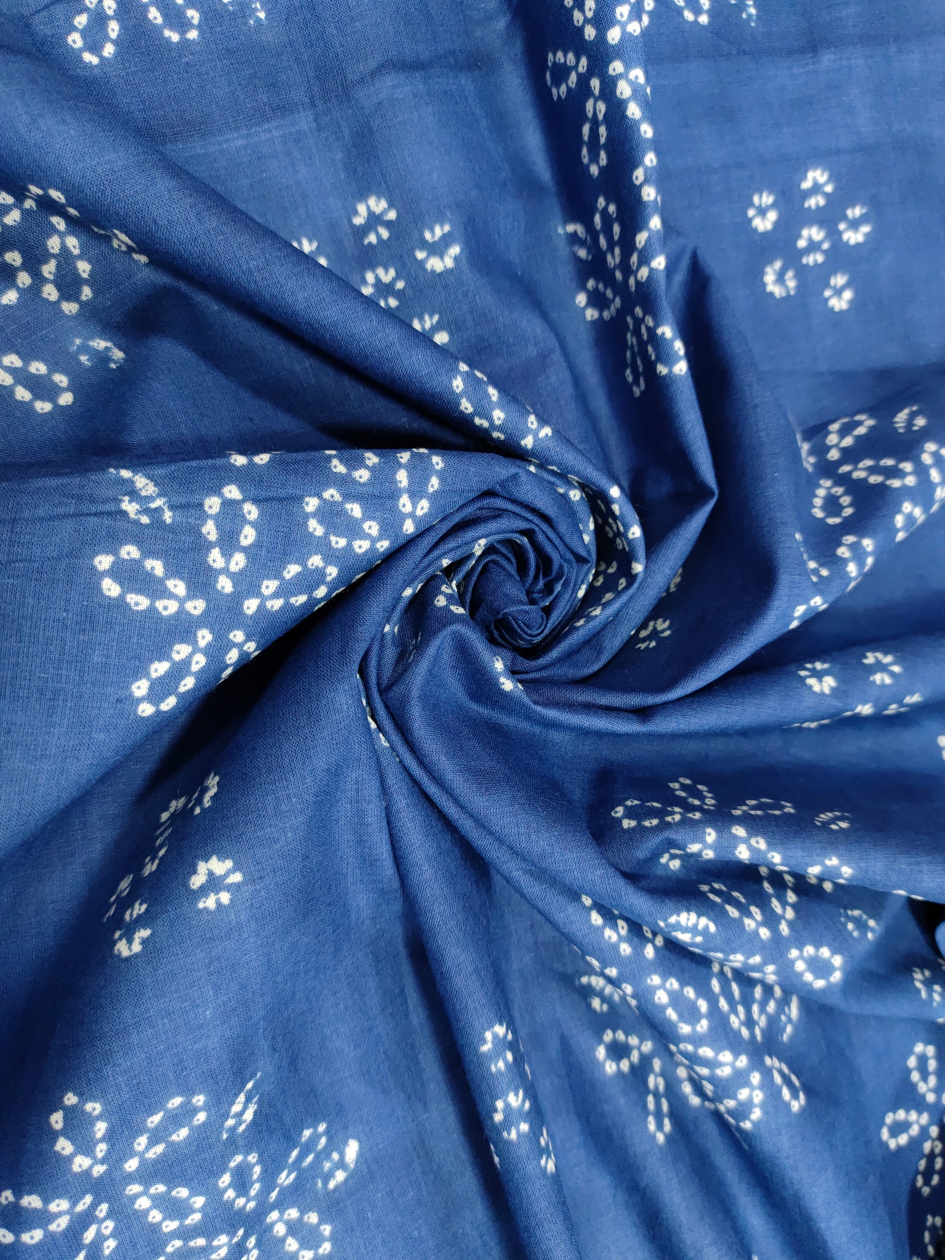 Dark blue with cream floral print