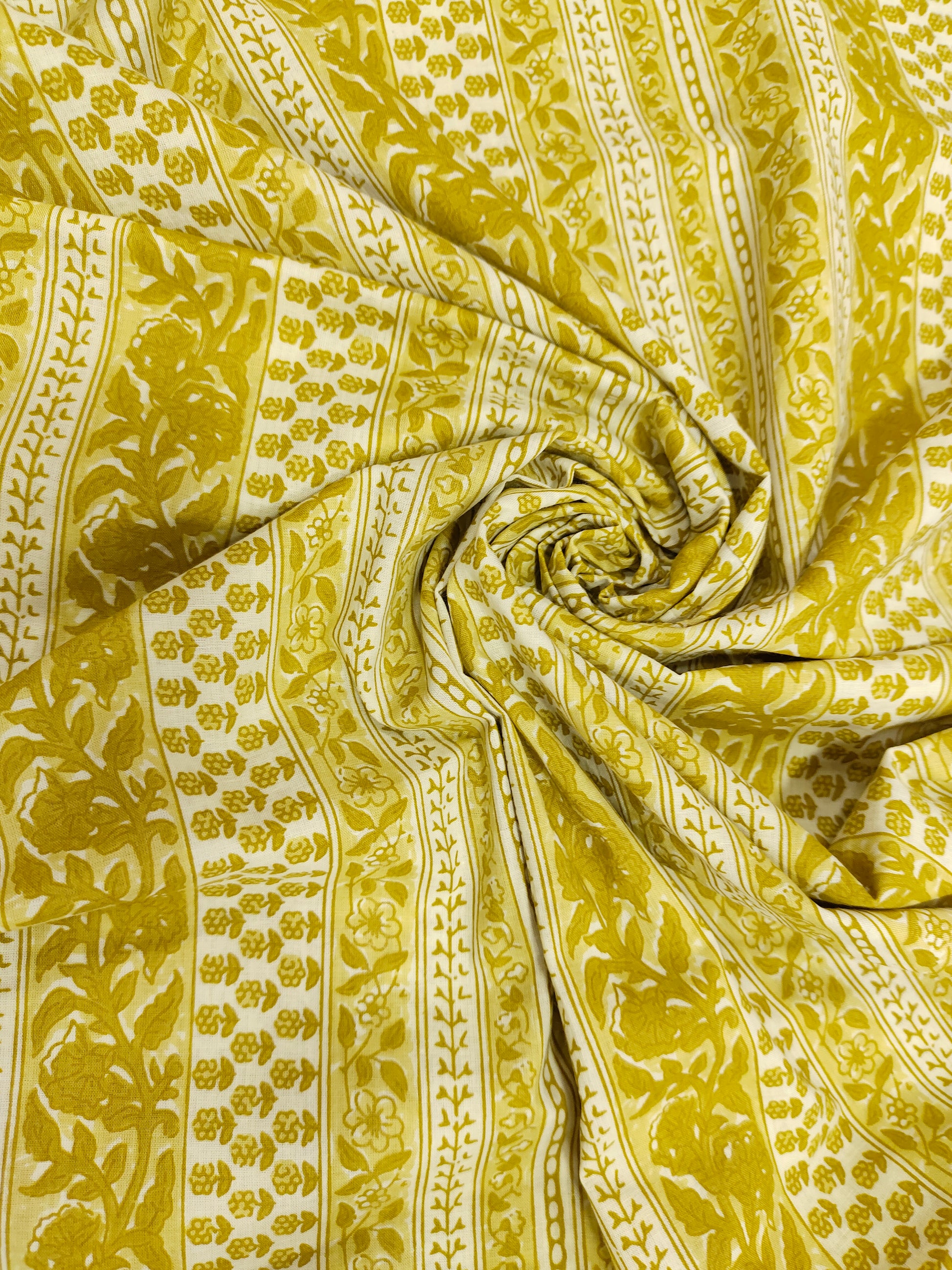 Mehandi floral stripes cotton screen print