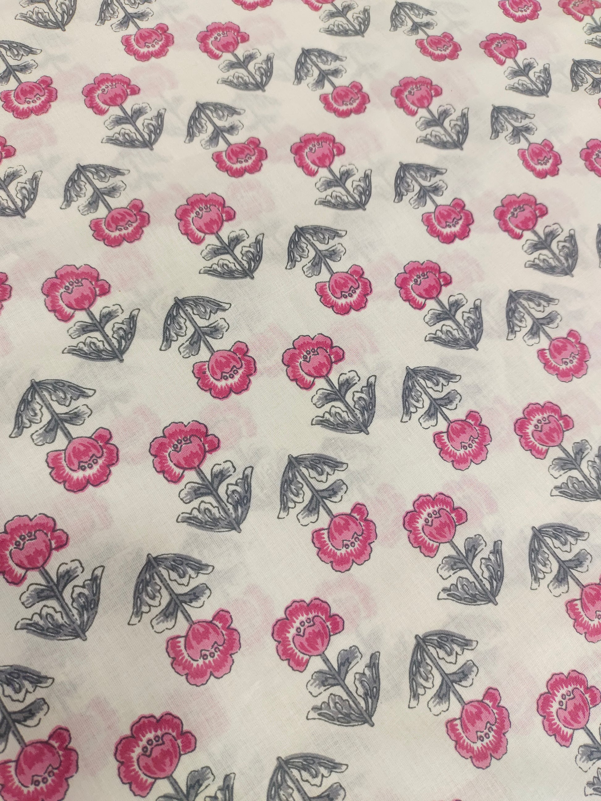 Cream base with pink floral print