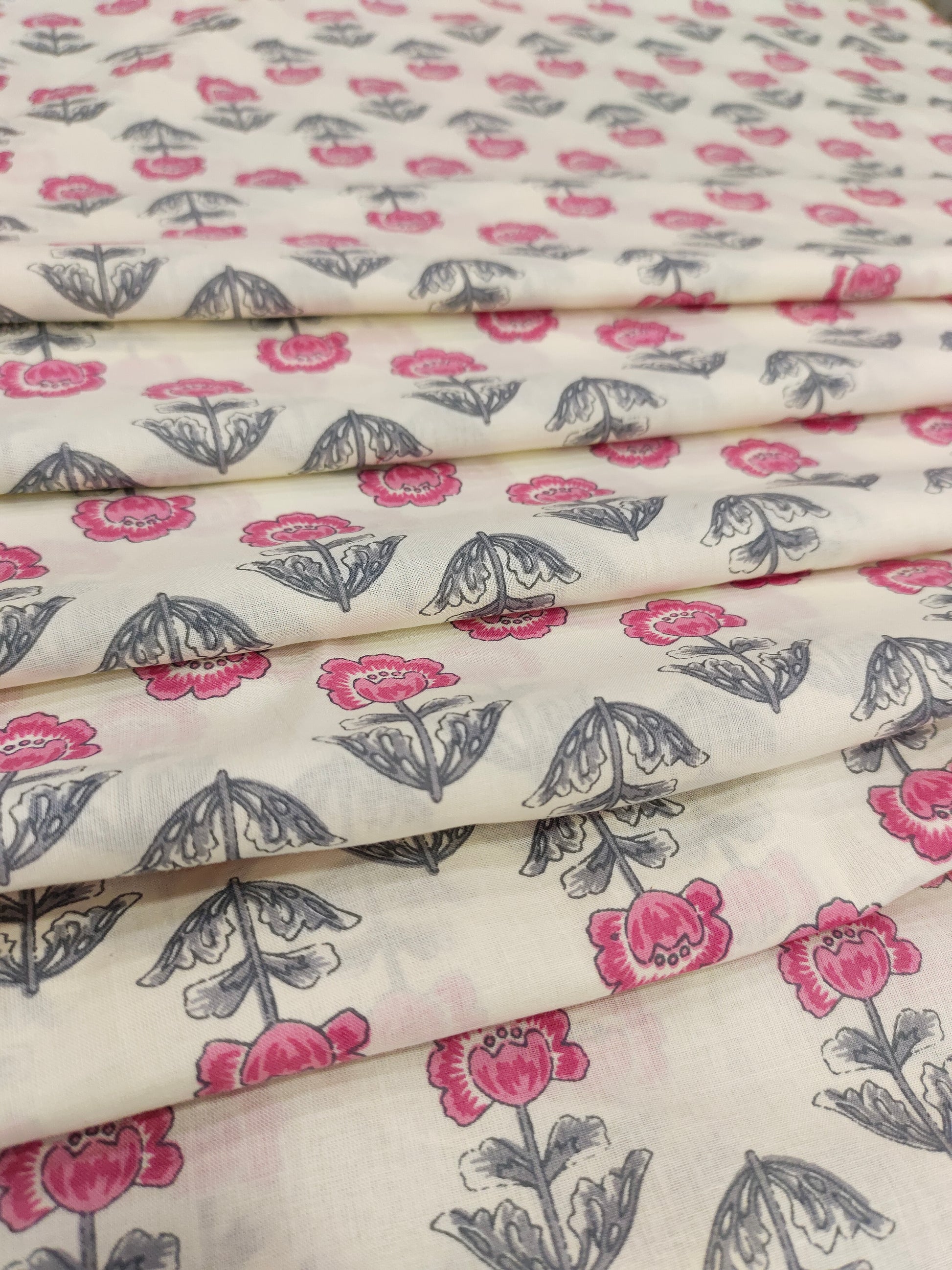 Cream base with pink floral print