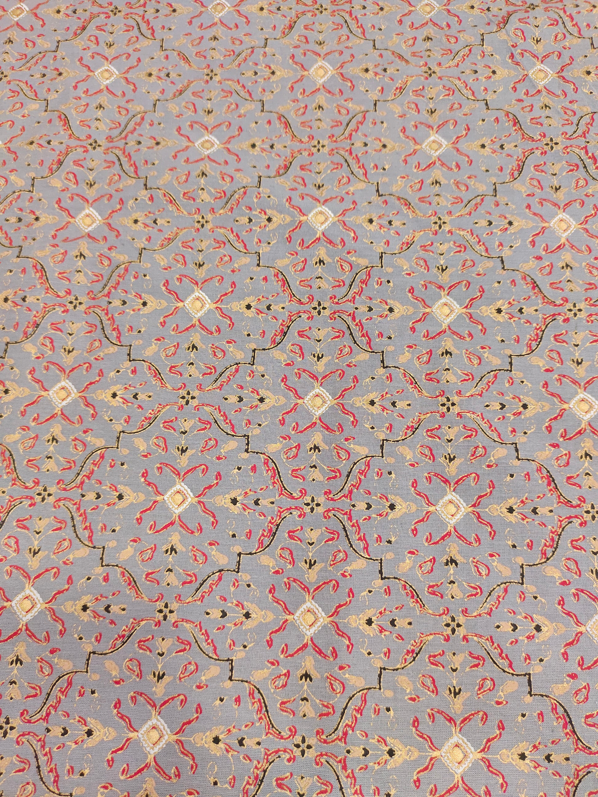 cotton screen print with marron and black with gold foil