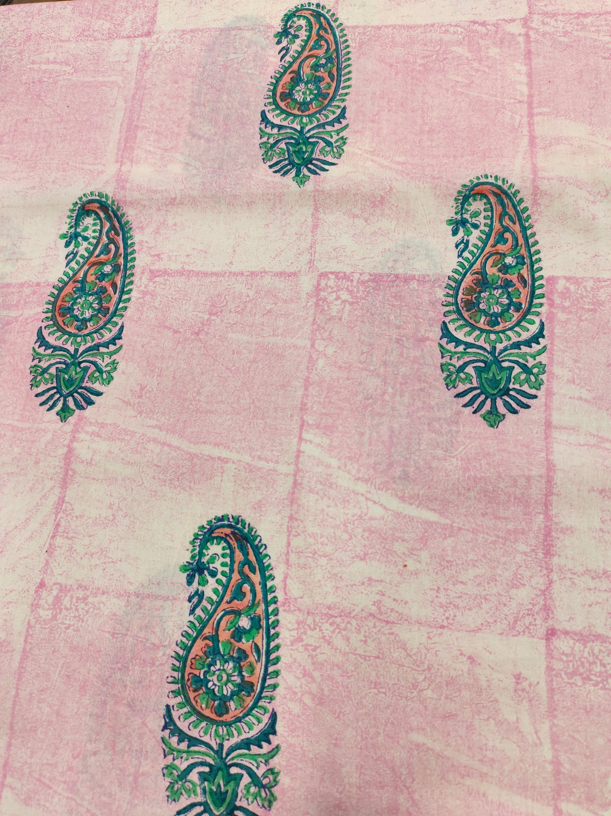 cotton handblock shaded print with pasley motifs