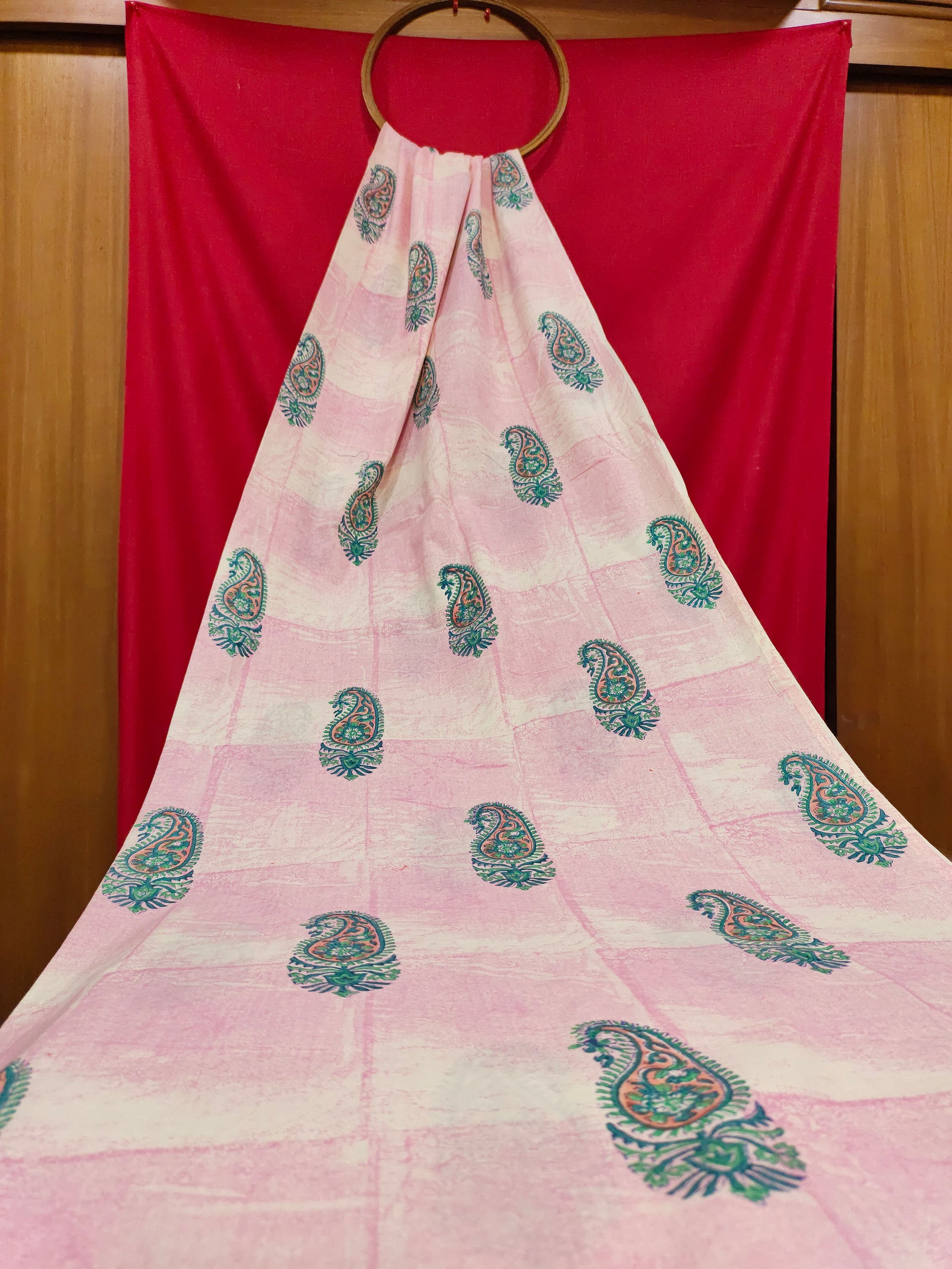 cotton handblock shaded print with pasley motifs