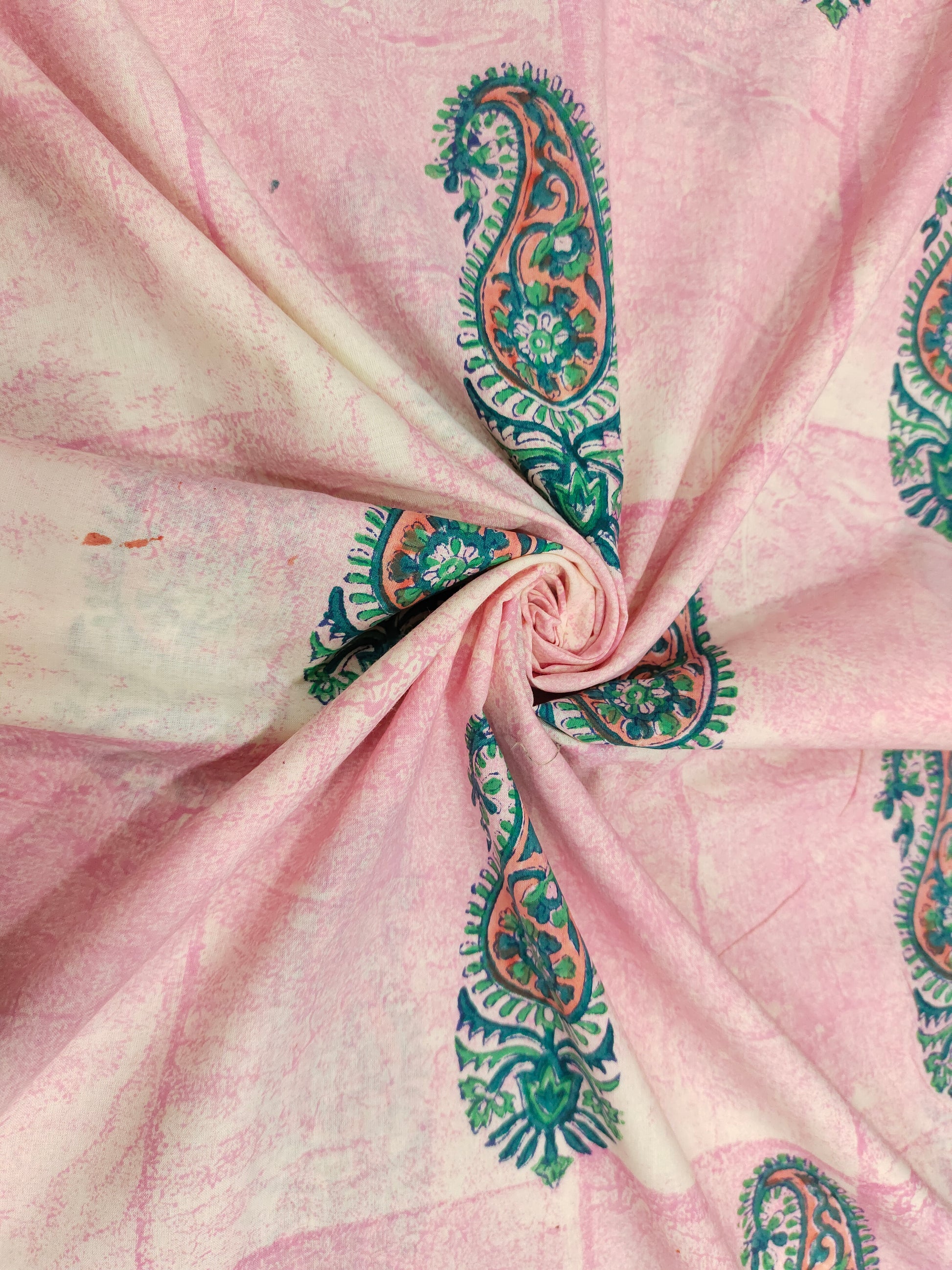 cotton handblock shaded print with pasley motifs