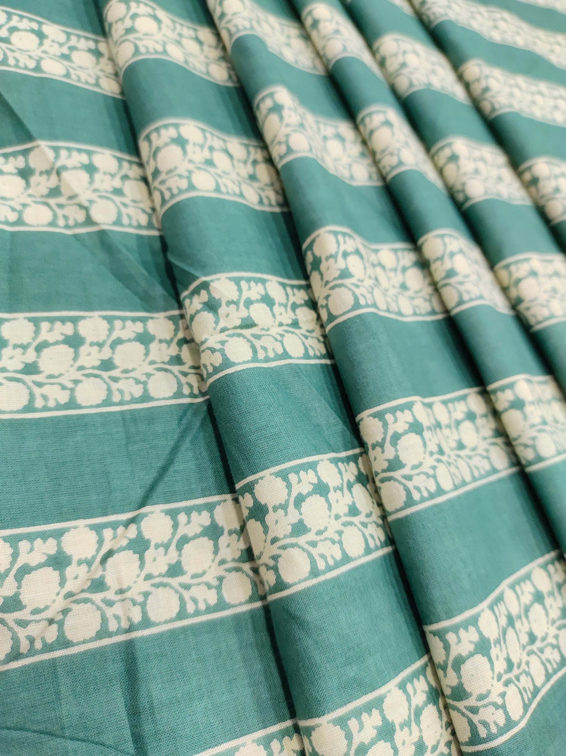 Plain & floral stripes cotton screen print