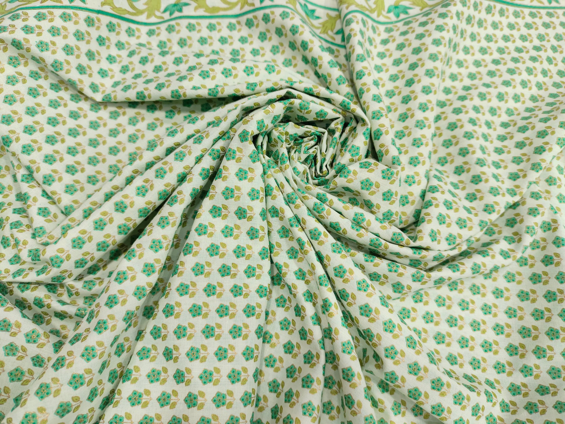 Cotton handblock print with gold foile