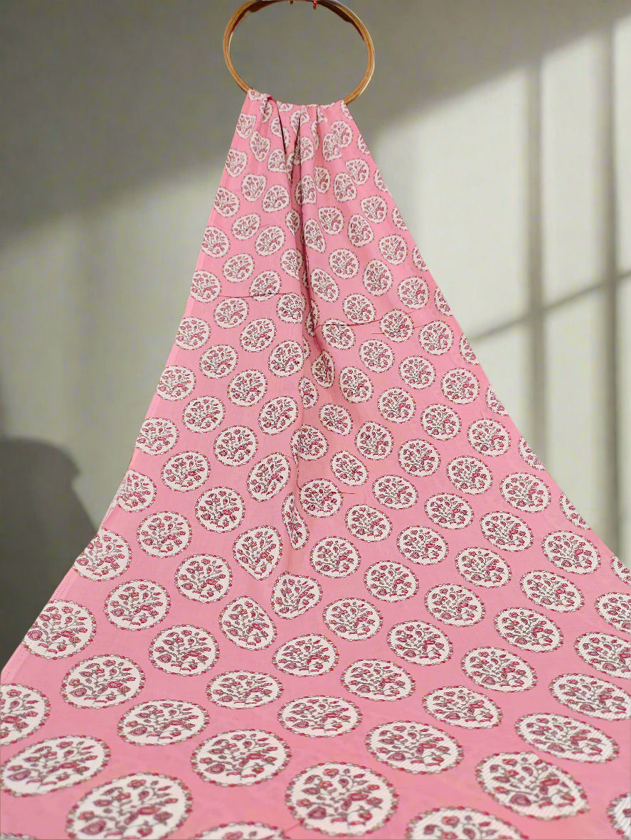 100% mill cotton fabric pink base