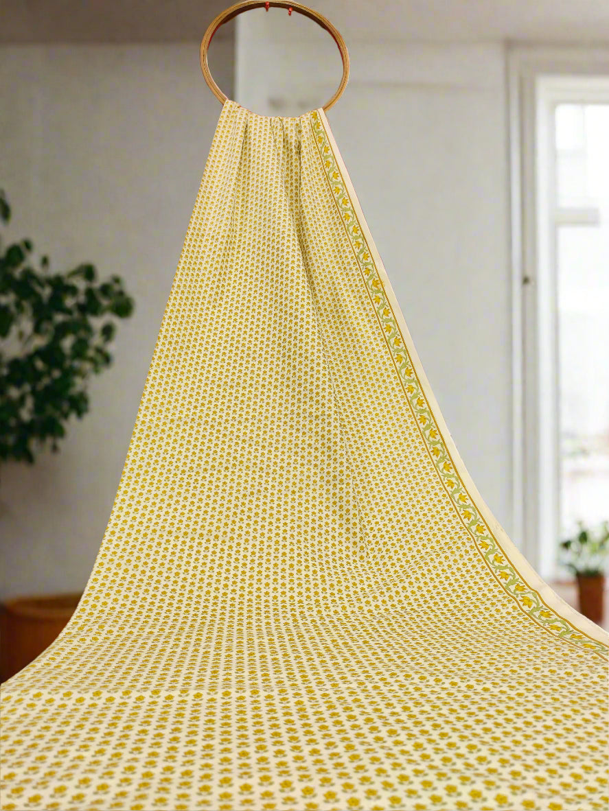 Yellow small floral with little bit of gold with border