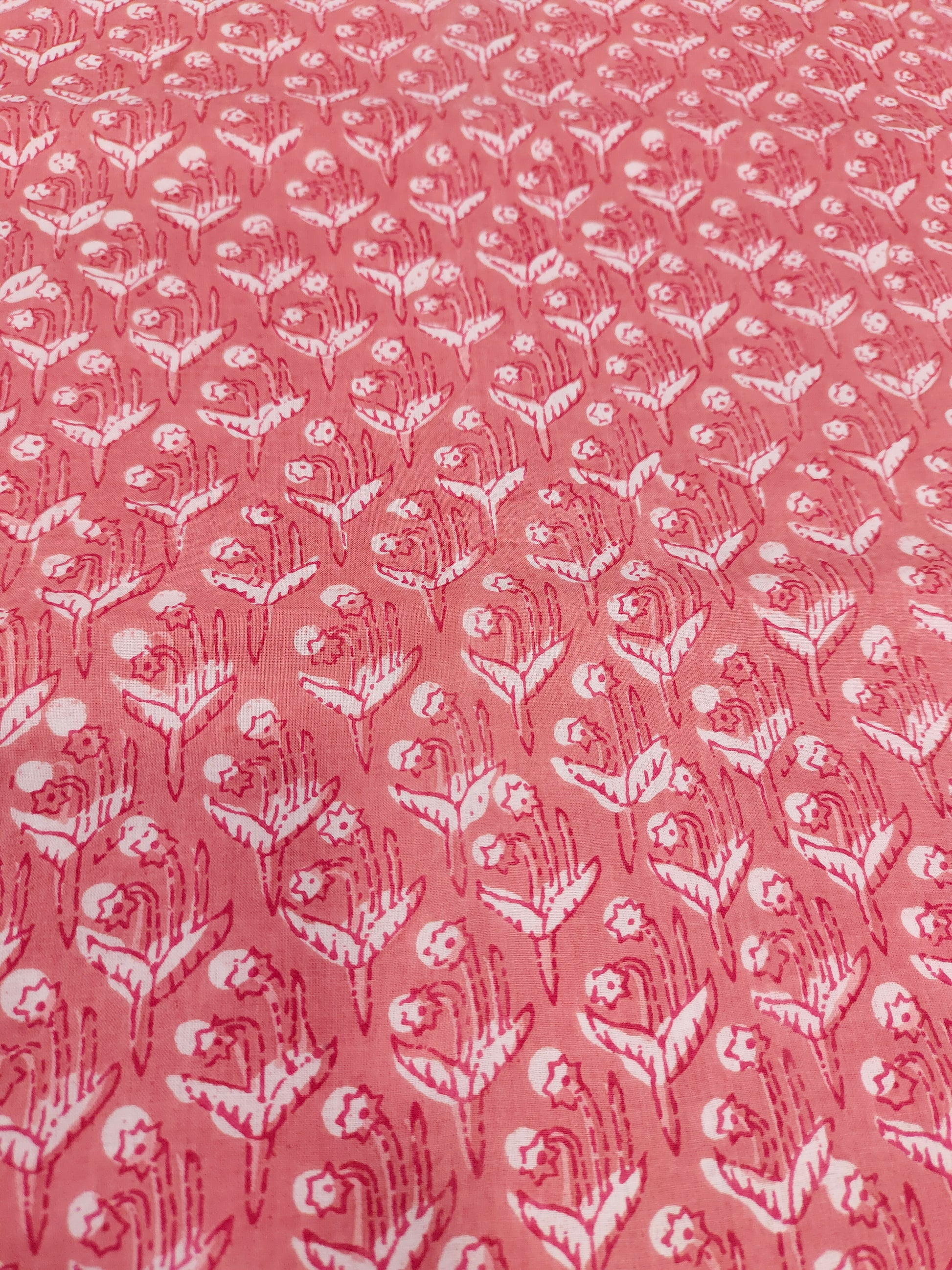 Peach small floral cotton screen print