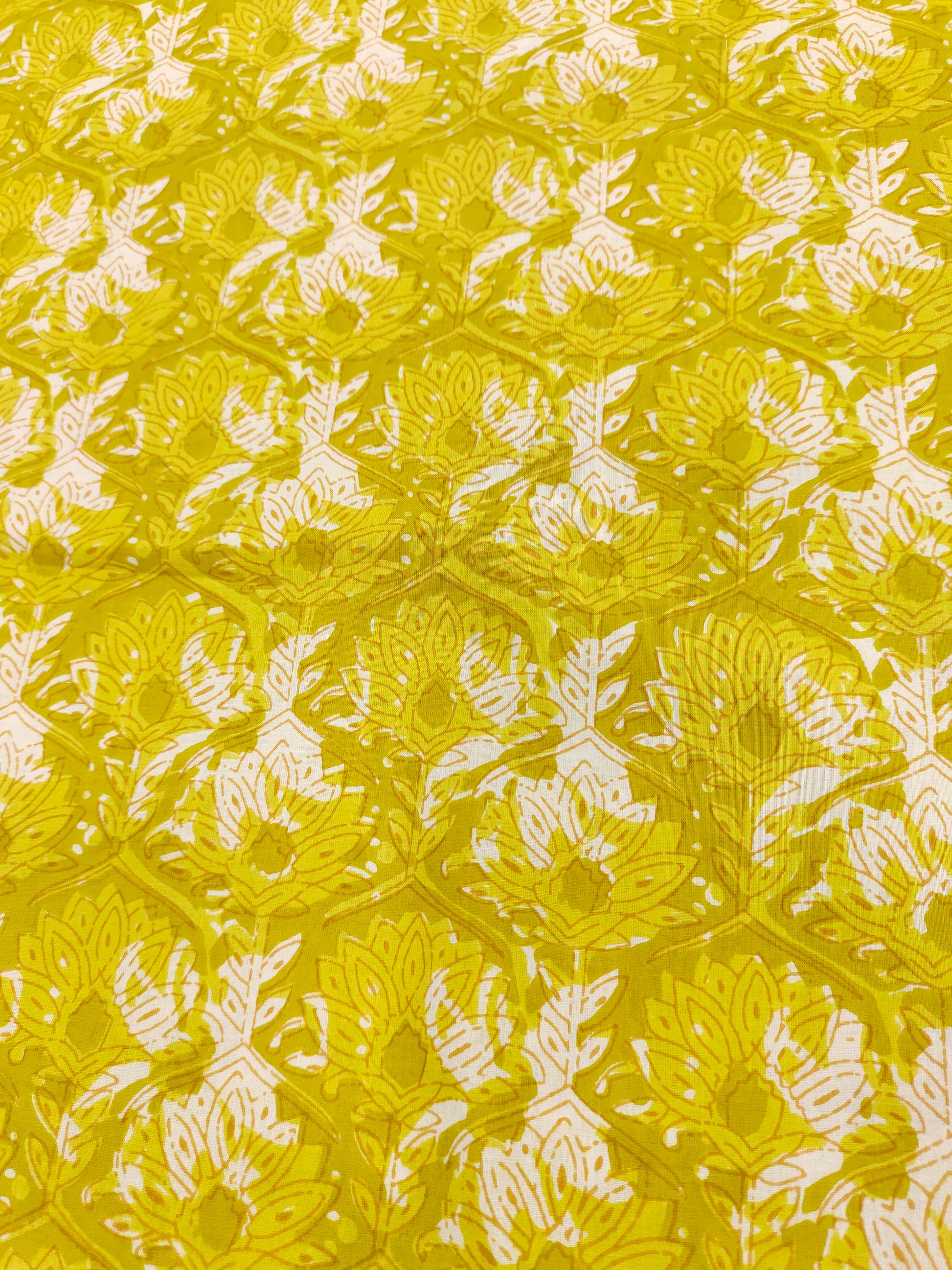 Yellow all over floral cotton screen print