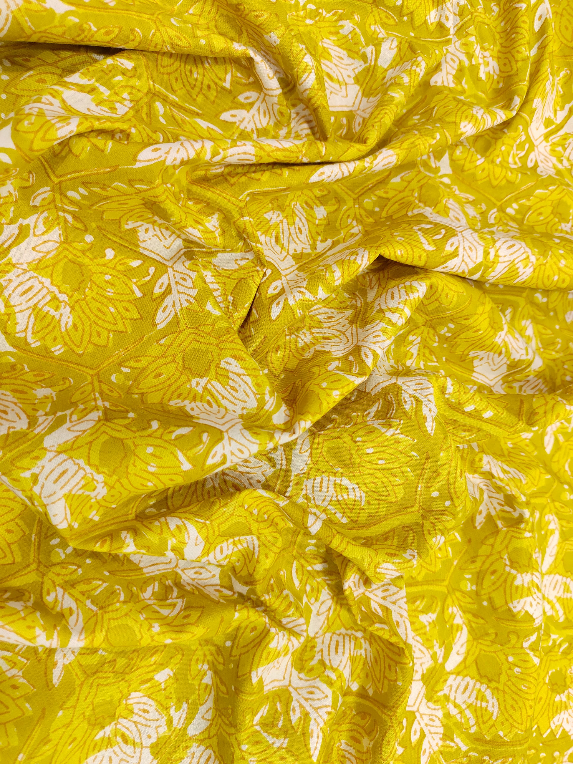 Yellow all over floral cotton screen print