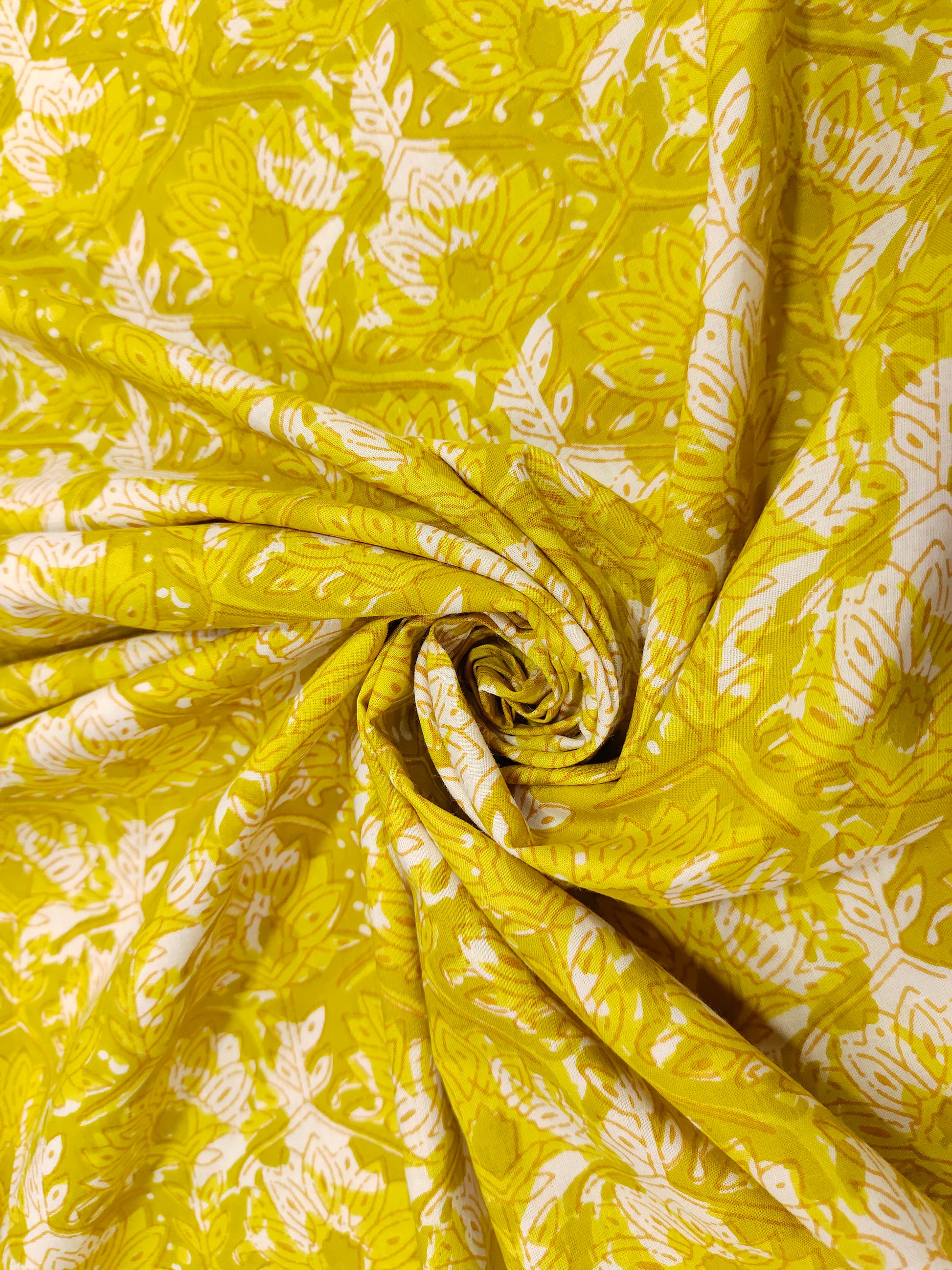 Yellow all over floral cotton screen print