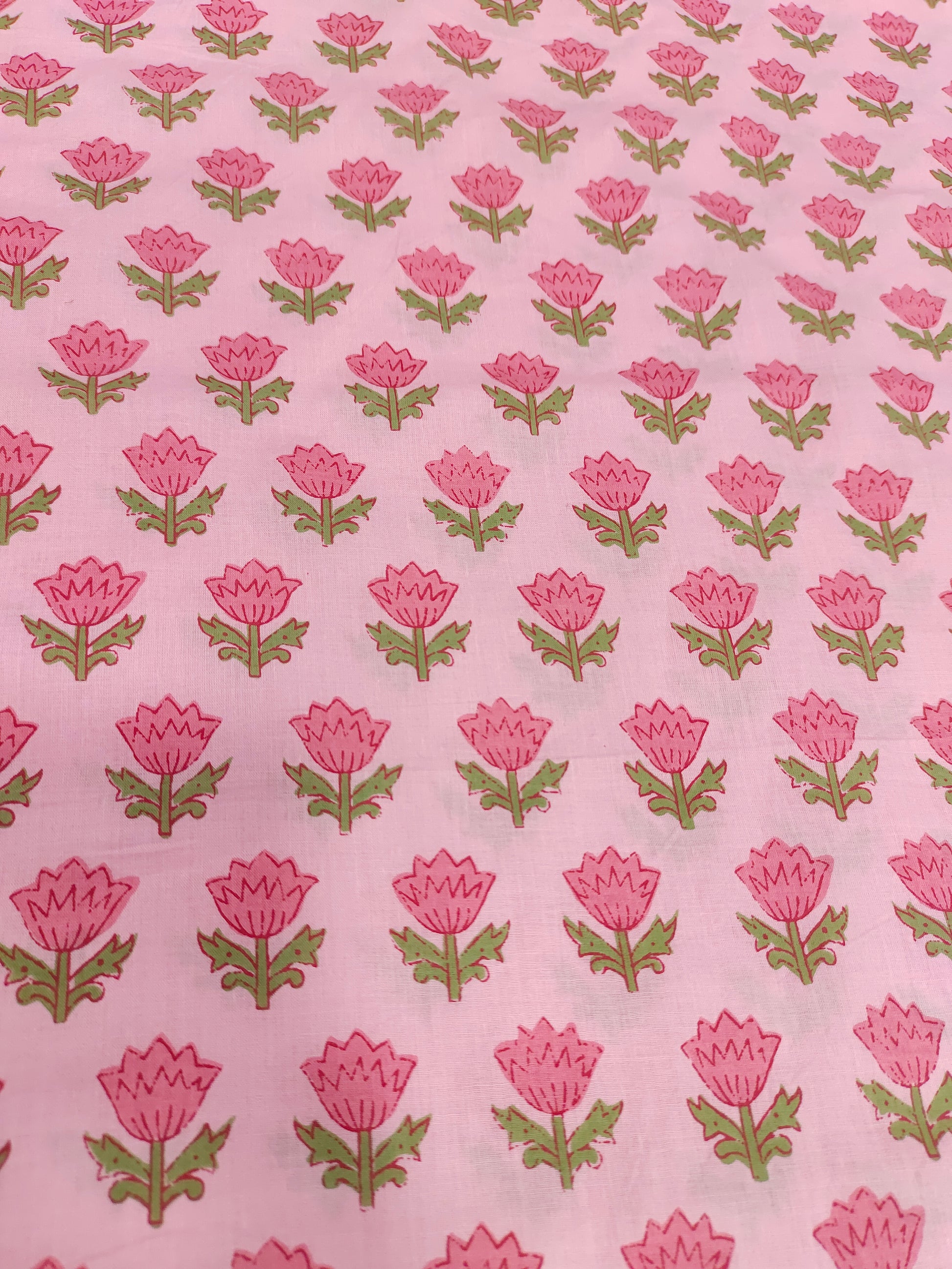 Pink floral cotton screen print