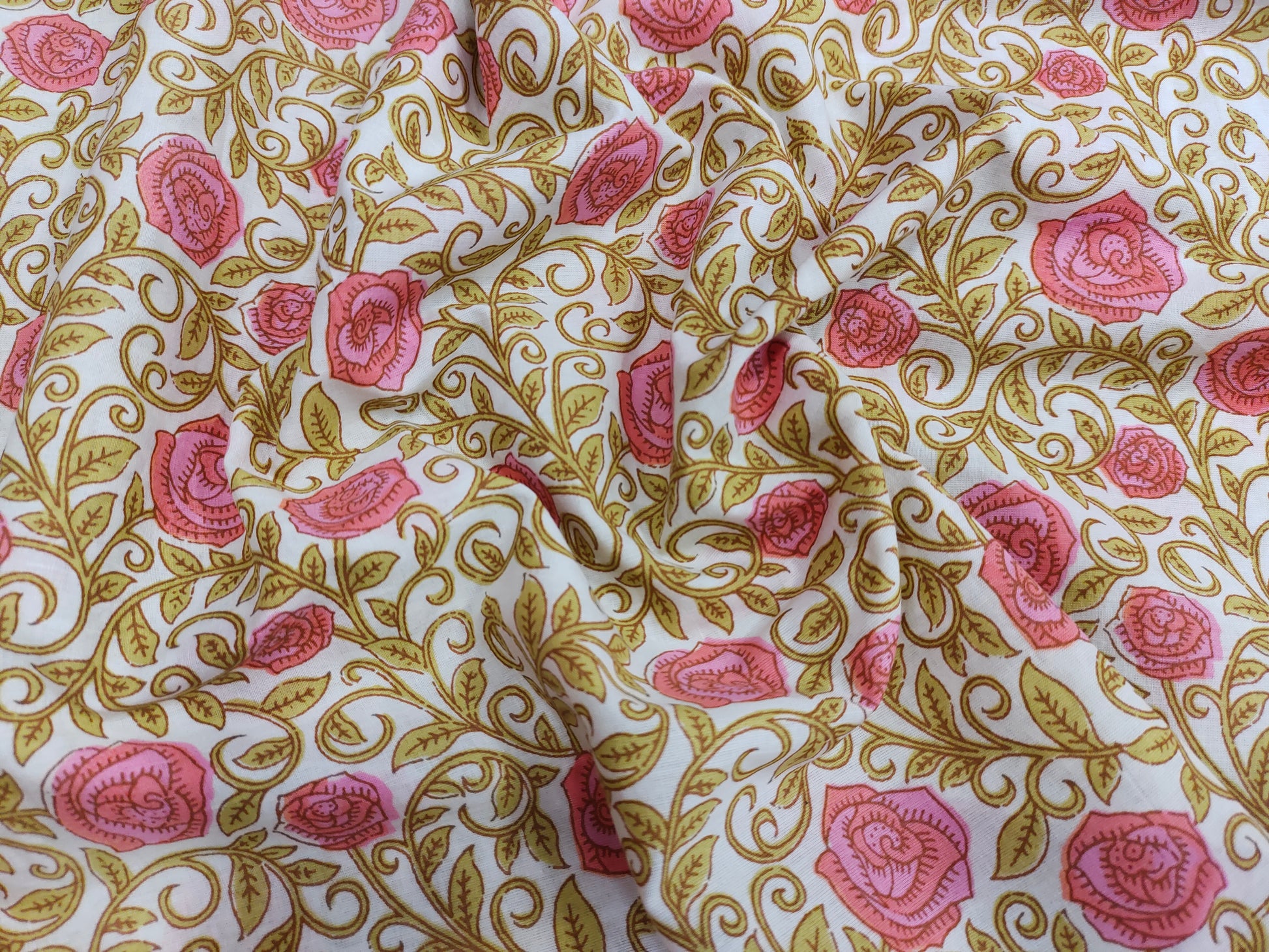 off white base with all over cotton screen print