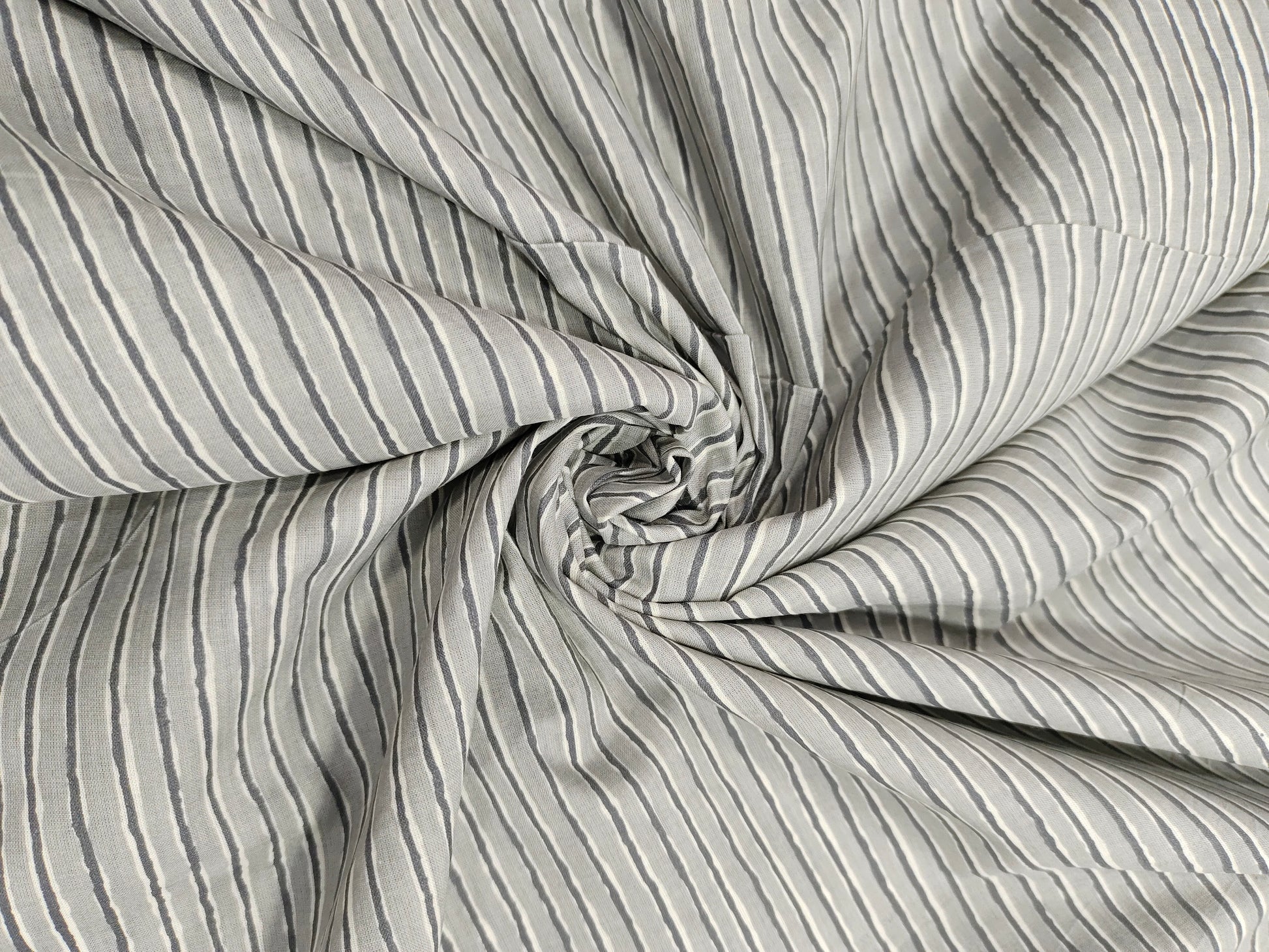 Grey stripes soft cotton screen print