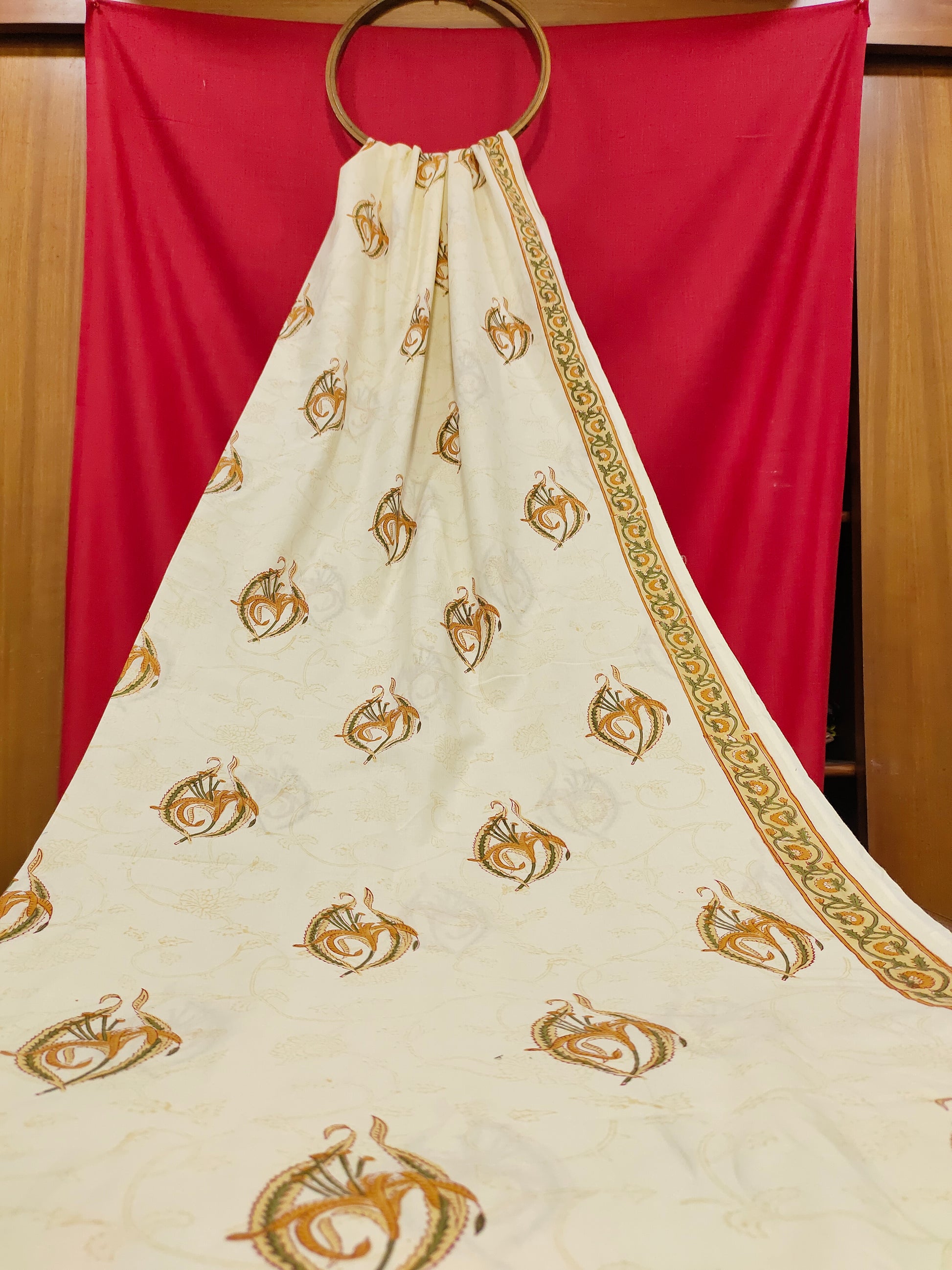 Soft cotton shadow handblock print with border