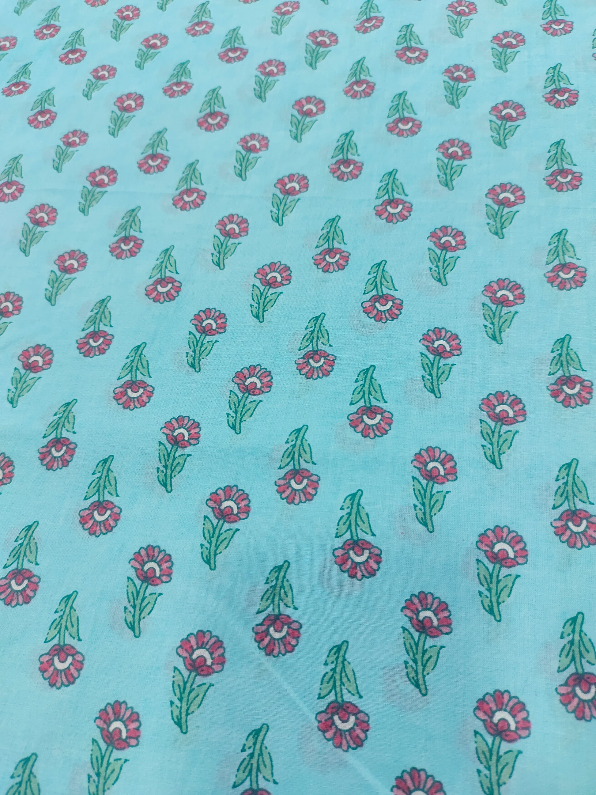 Cool blue with pink floral print