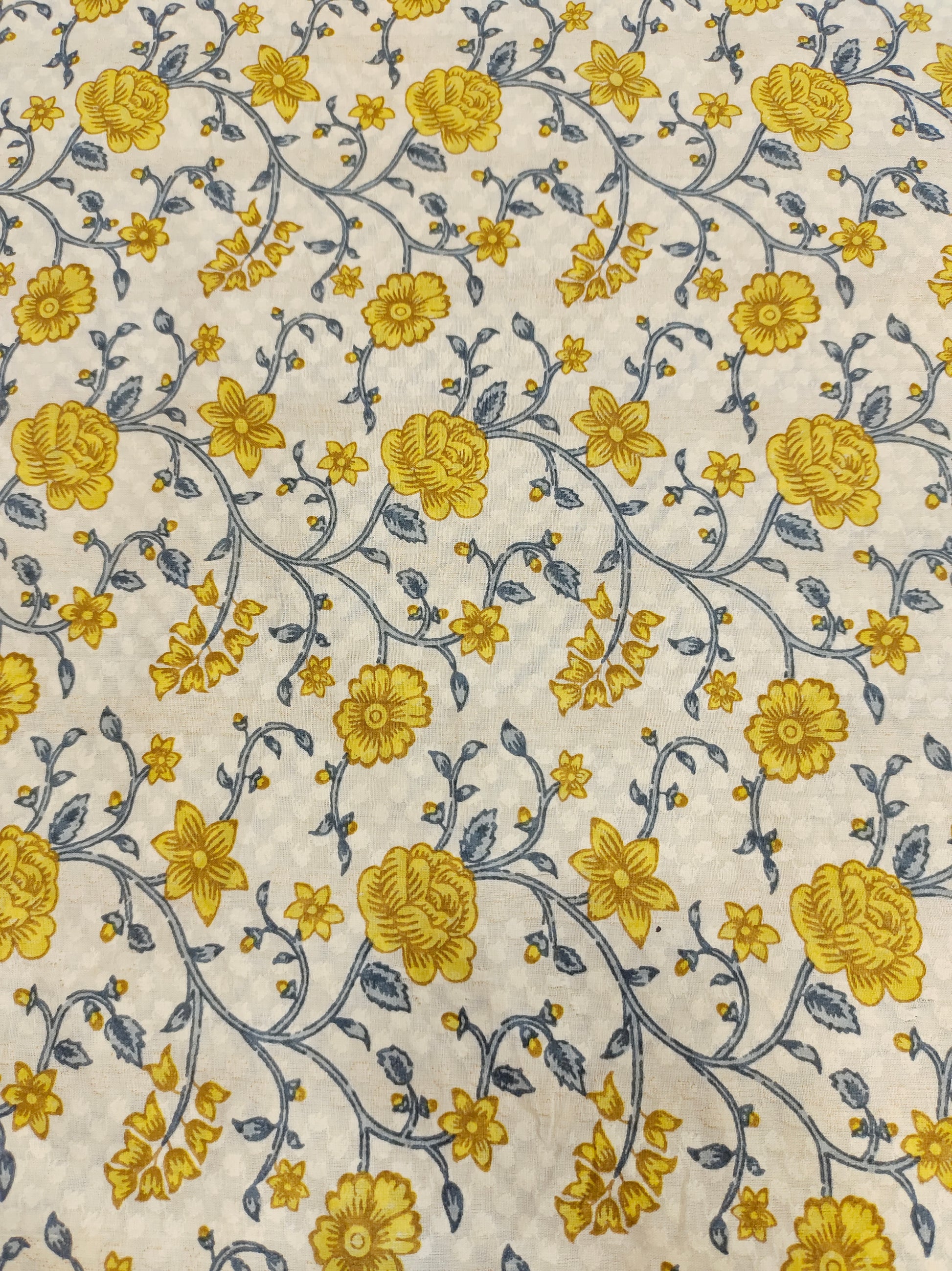 Cream with yellow flowers cotton screen print