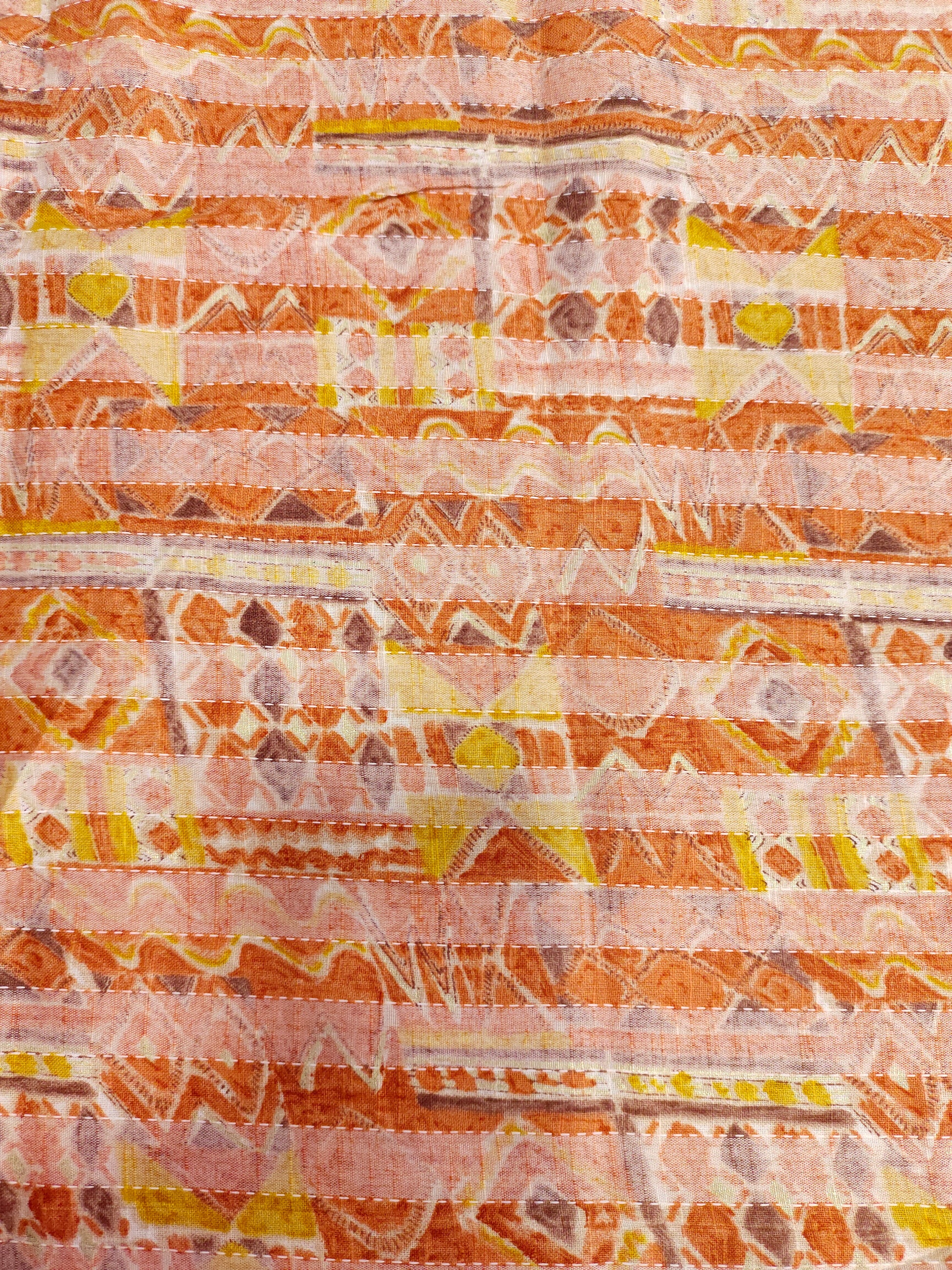 Cotton katha  orange with little gold foile print