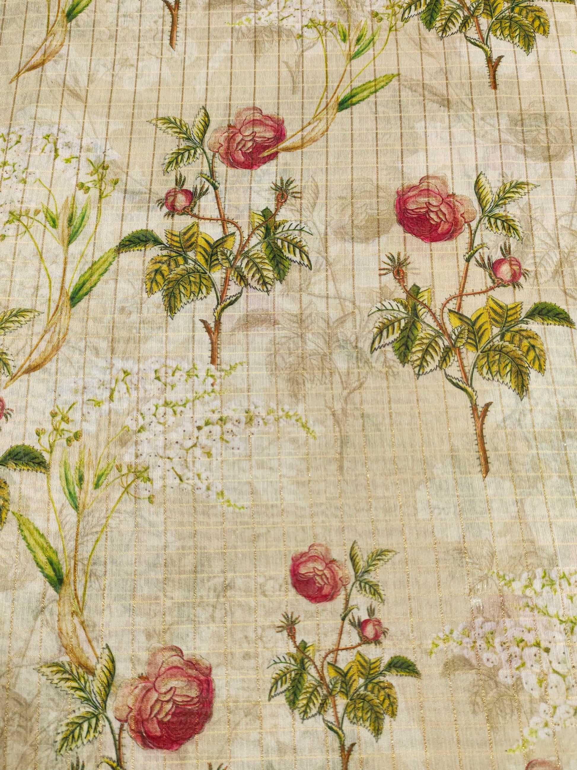 Chanderi checks digital print