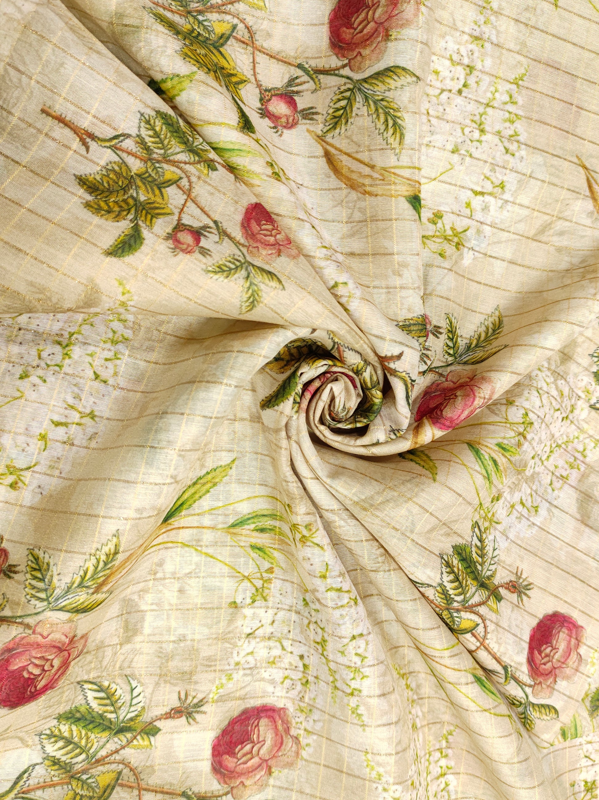 Chanderi checks digital print