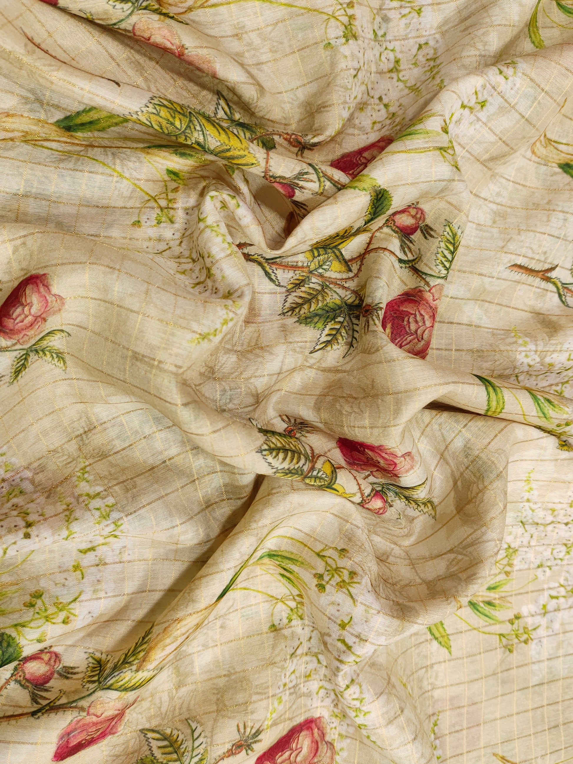 Chanderi checks digital print