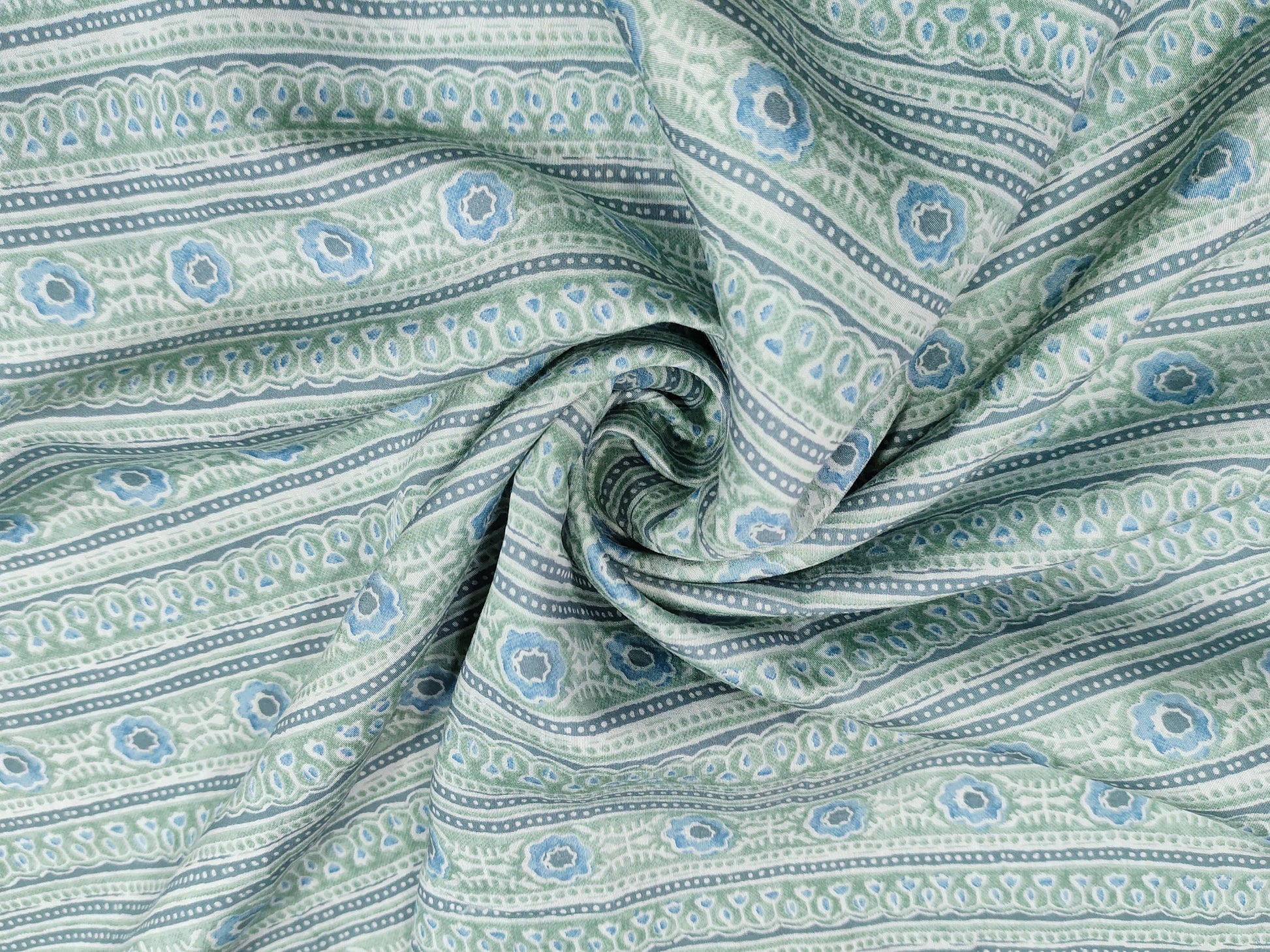 Sky blue muslin fabric with digital print