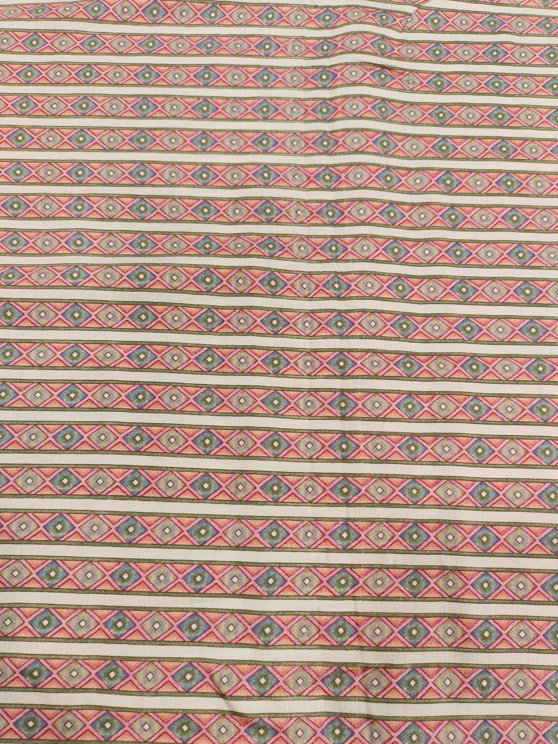 Beige base muslin digital print with pink and grey