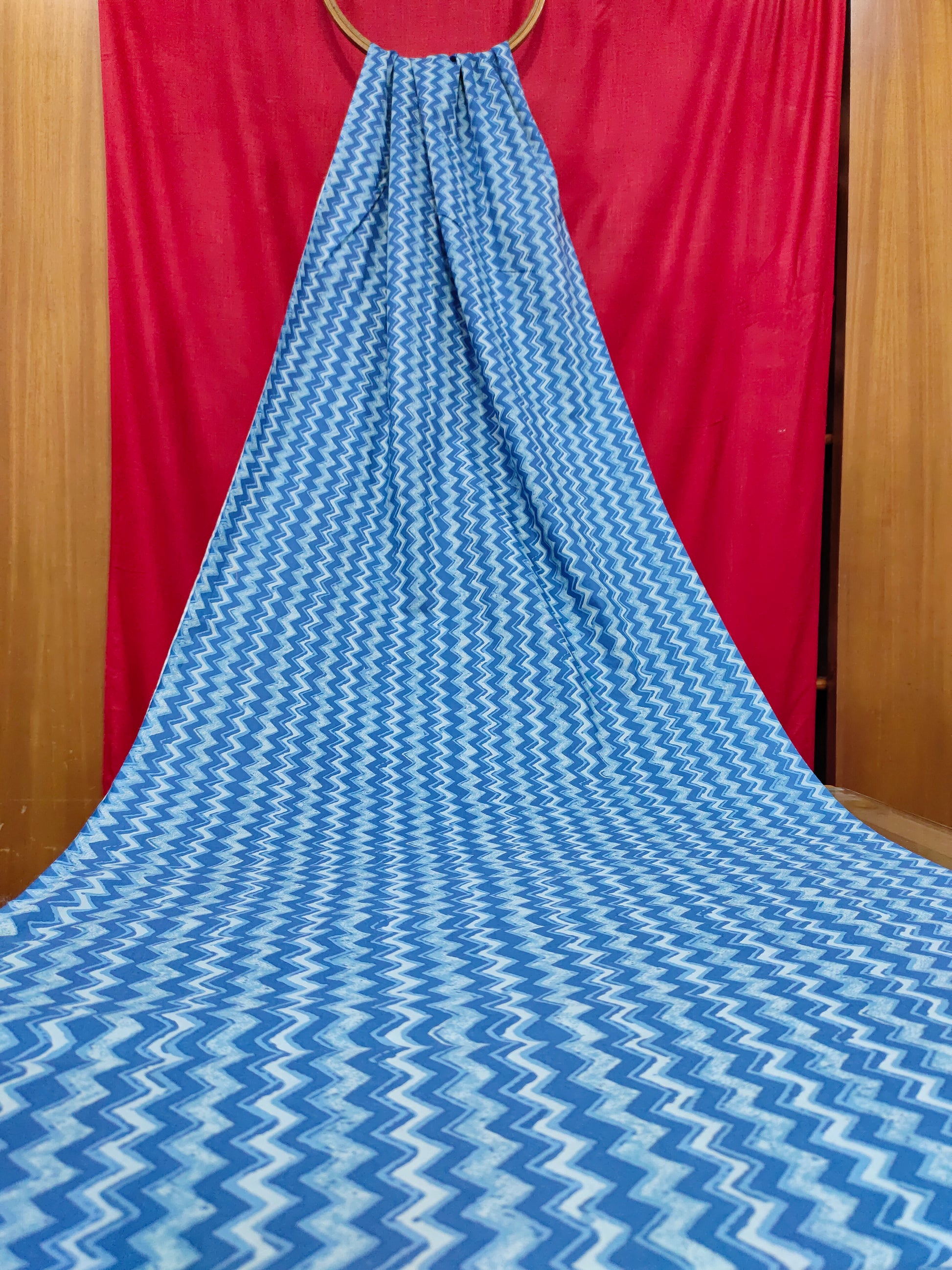 Blue screen print fabric